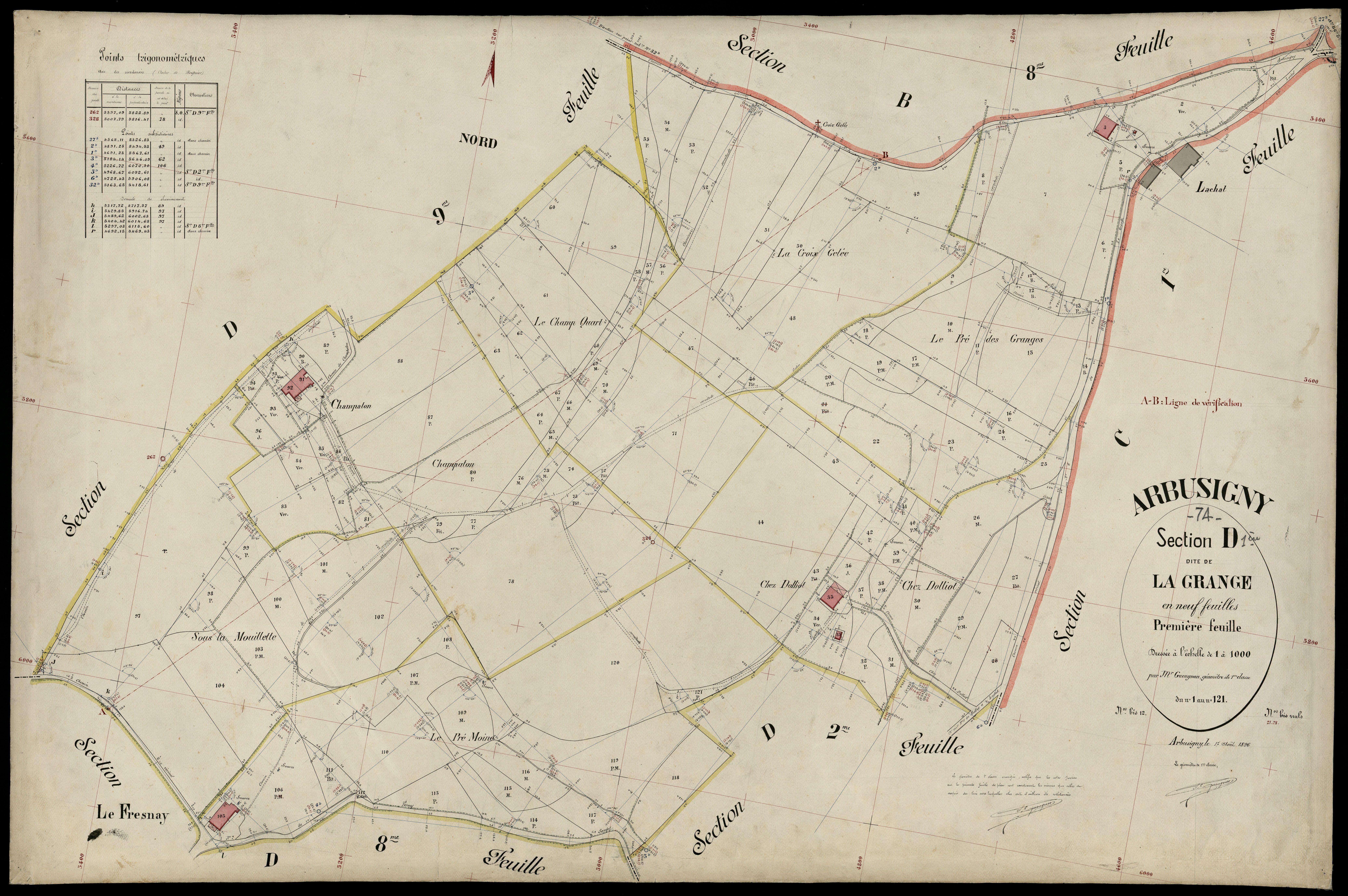 3 P 3 2424 - Feuille n° 2, parcelles n° 122 à 212 - 17 août 1896