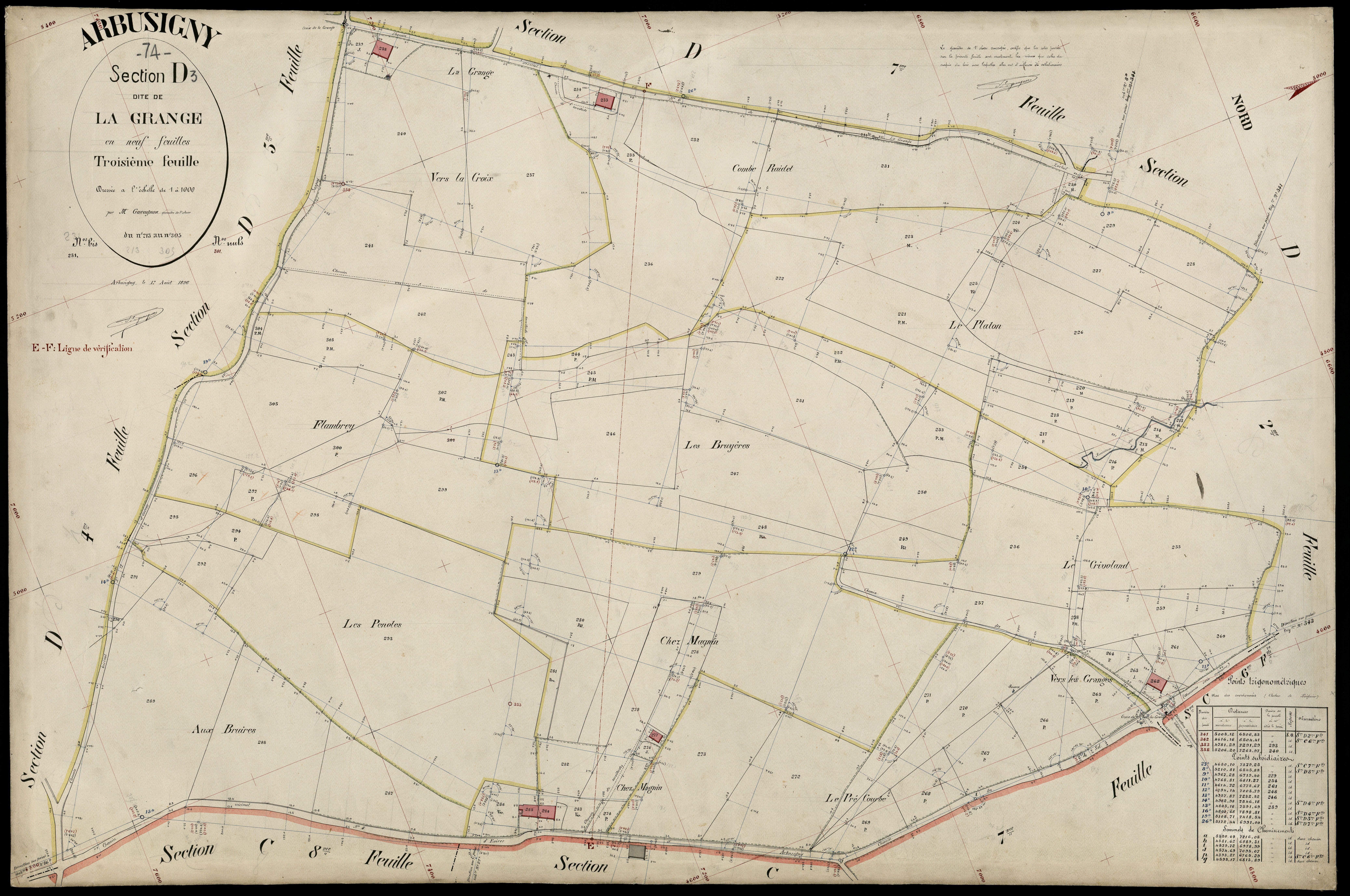 3 P 3 2426 - Feuille n° 4, parcelles n° 306 à 381 - 17 août 1896
