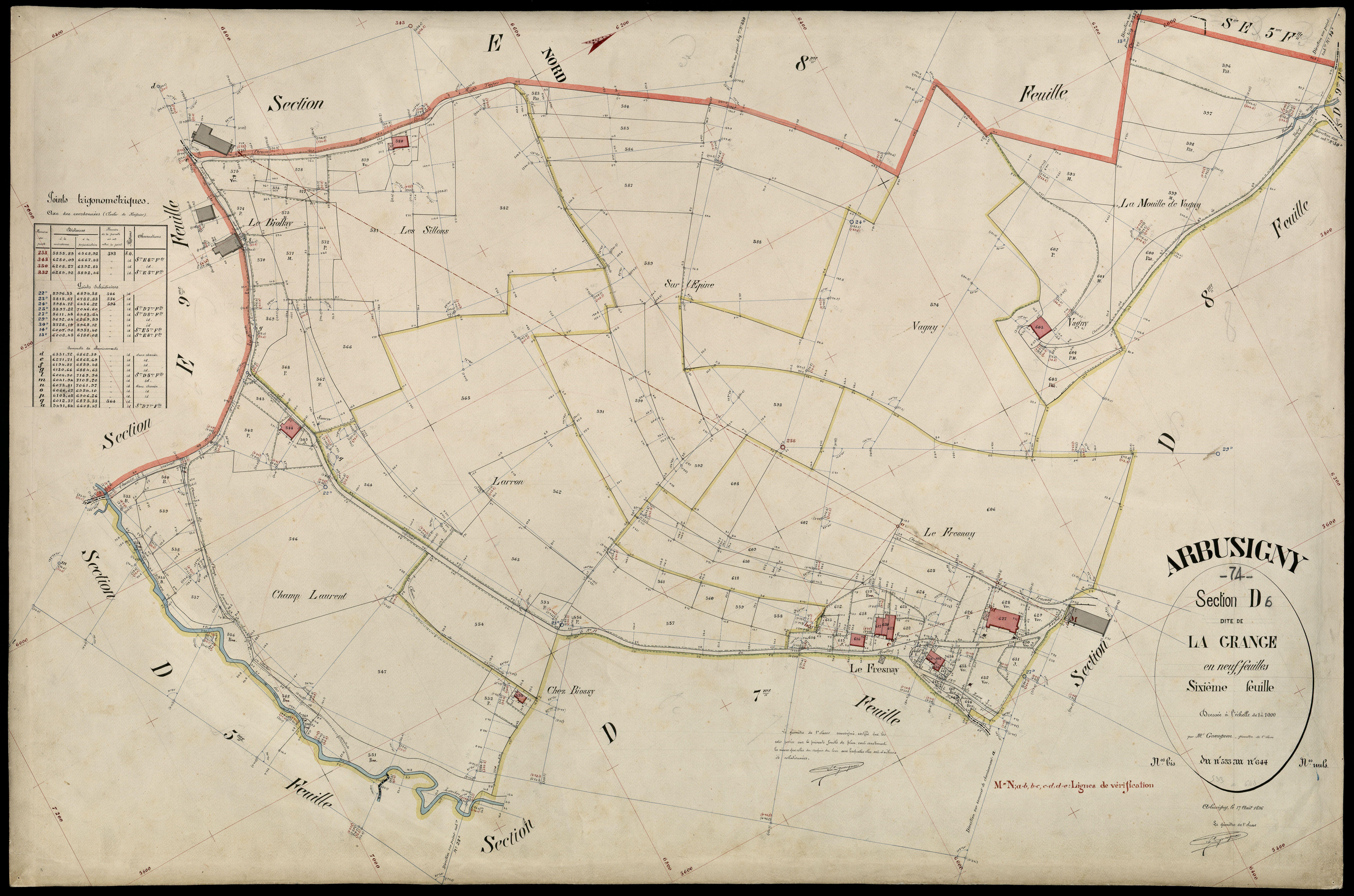3 P 3 2429 - Feuille n° 7, parcelles n° 64 à 782 - 17 août 1896