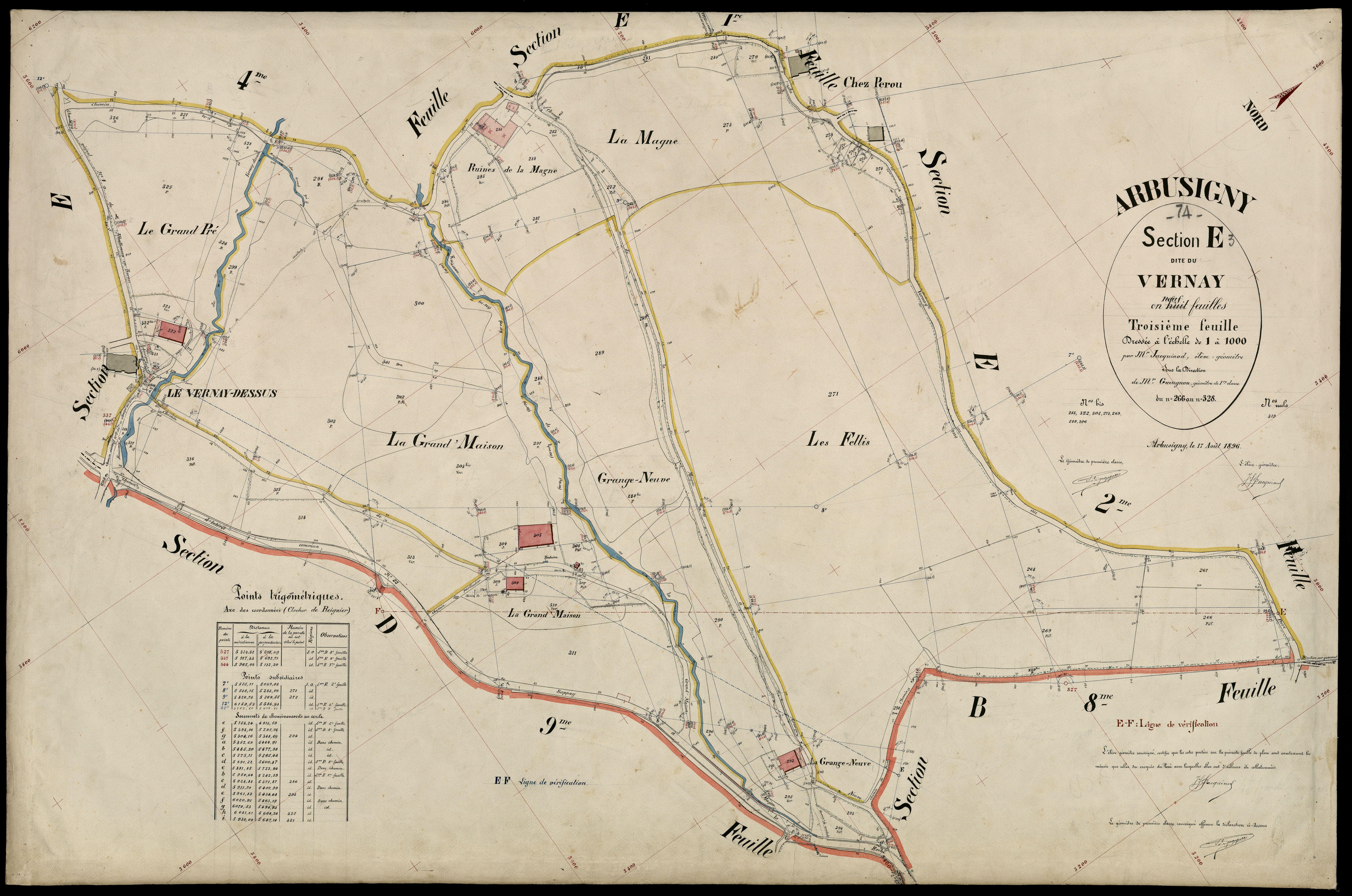 3 P 3 2435 - Feuille n° 4, parcelles n° 329 à 4 - 17 août 1896