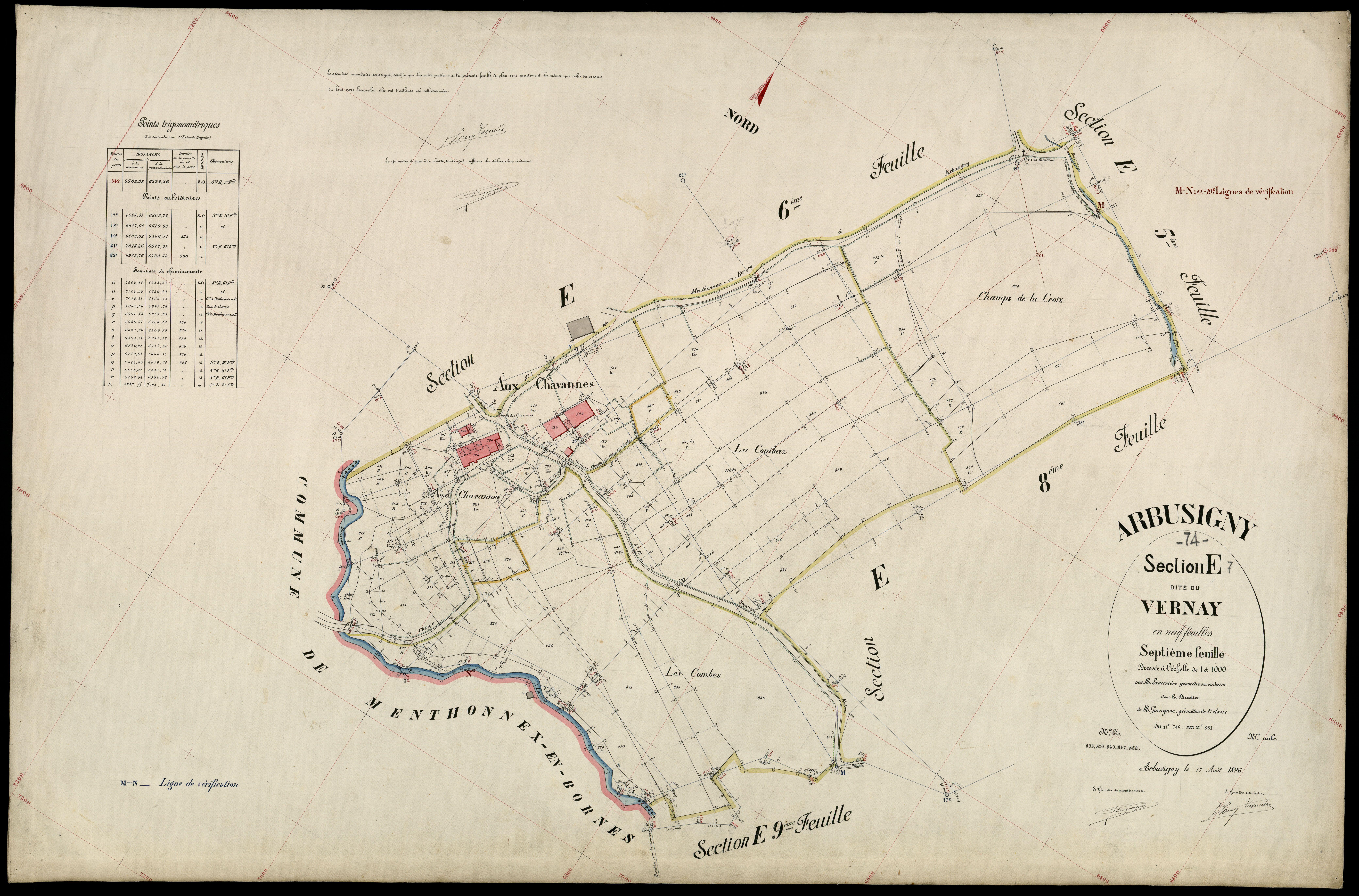 3 P 3 2439 - Feuille n° 8, parcelles n° 862 à 976 - 17 août 1896