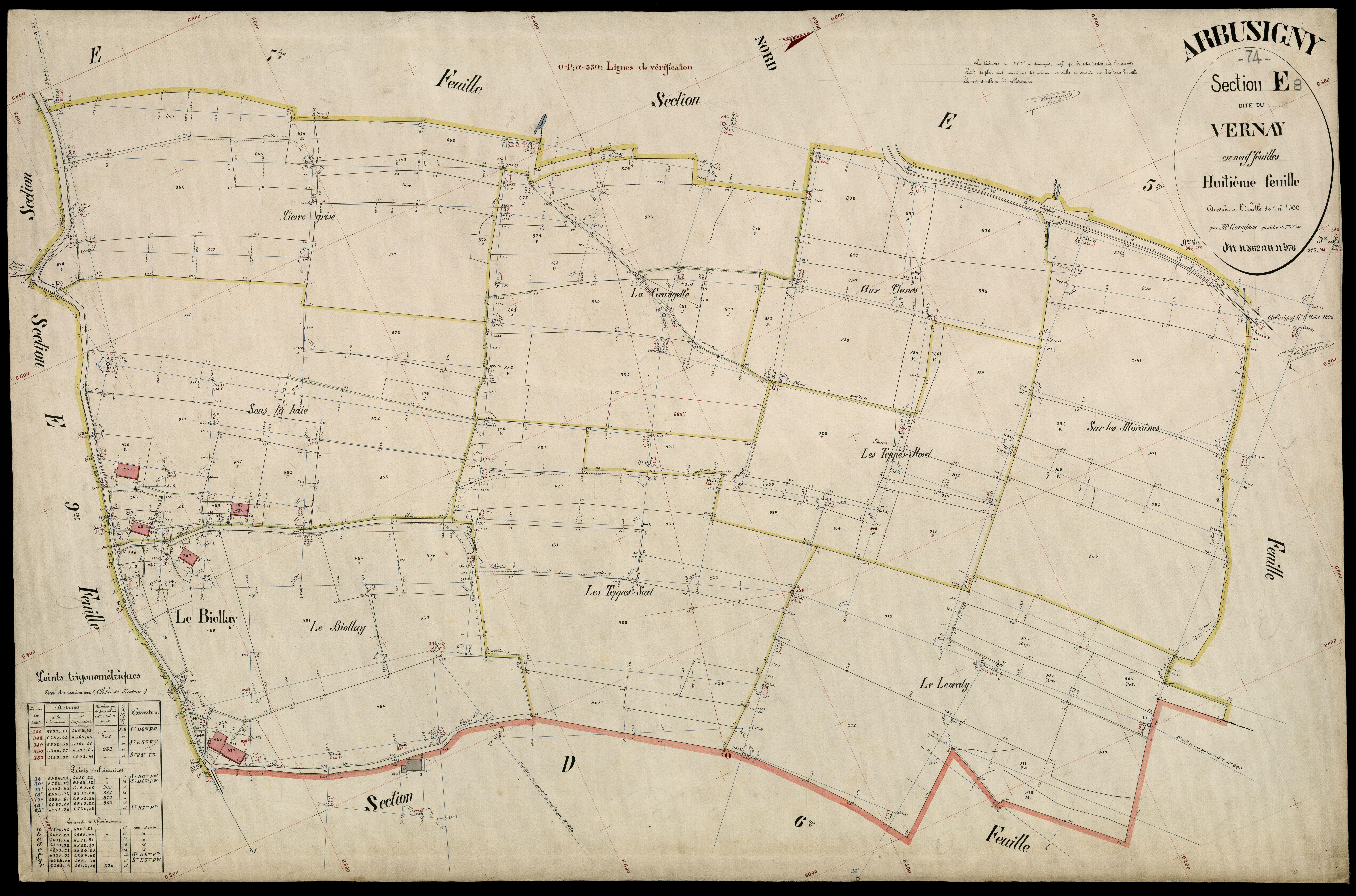 3 P 3 2440 - Feuille n° 9, parcelles n° 977 à 1086 - 17 août 1896