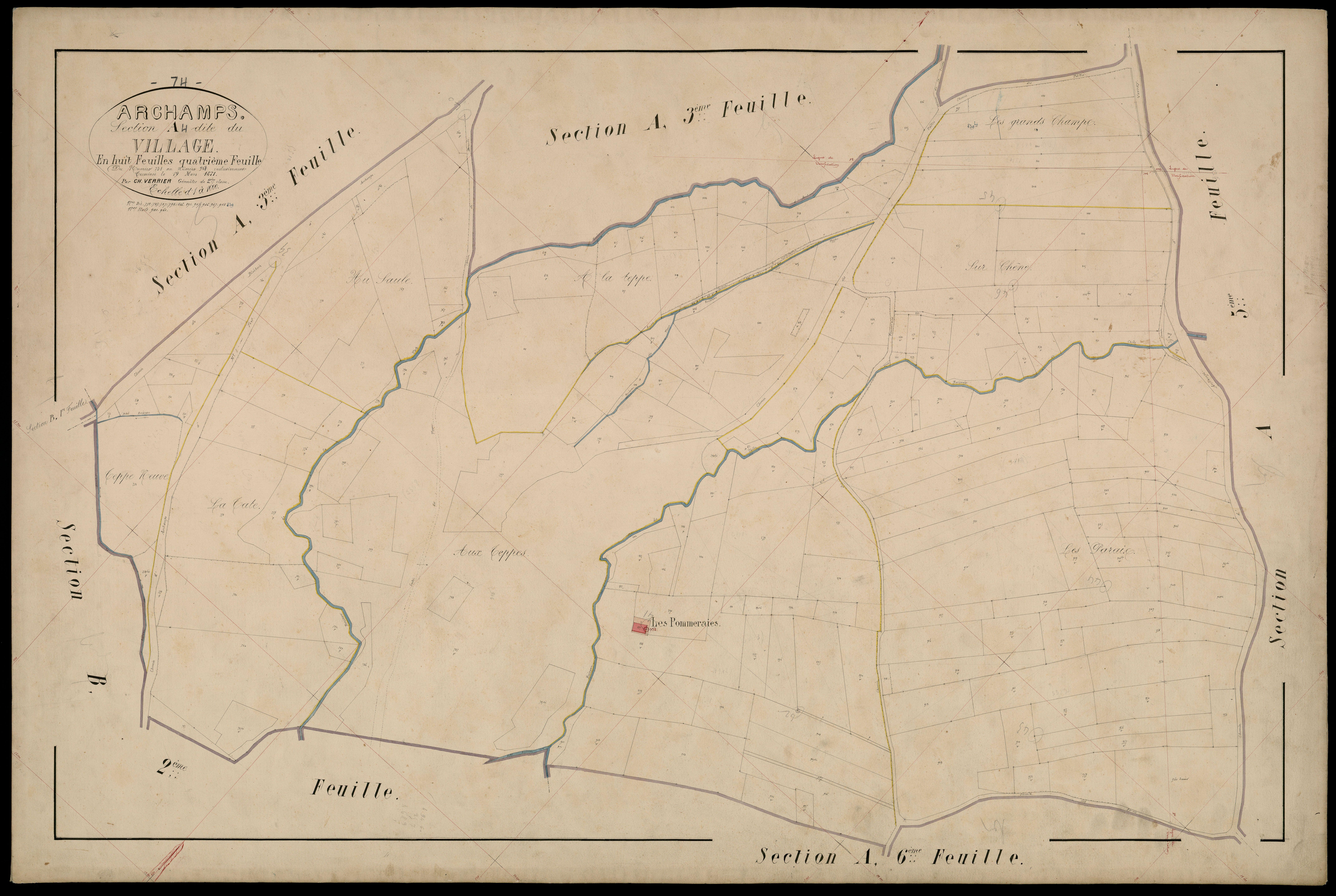 3 P 3 2446 - Feuille n° , parcelles n° 962 à 1098 - 15 février 1871