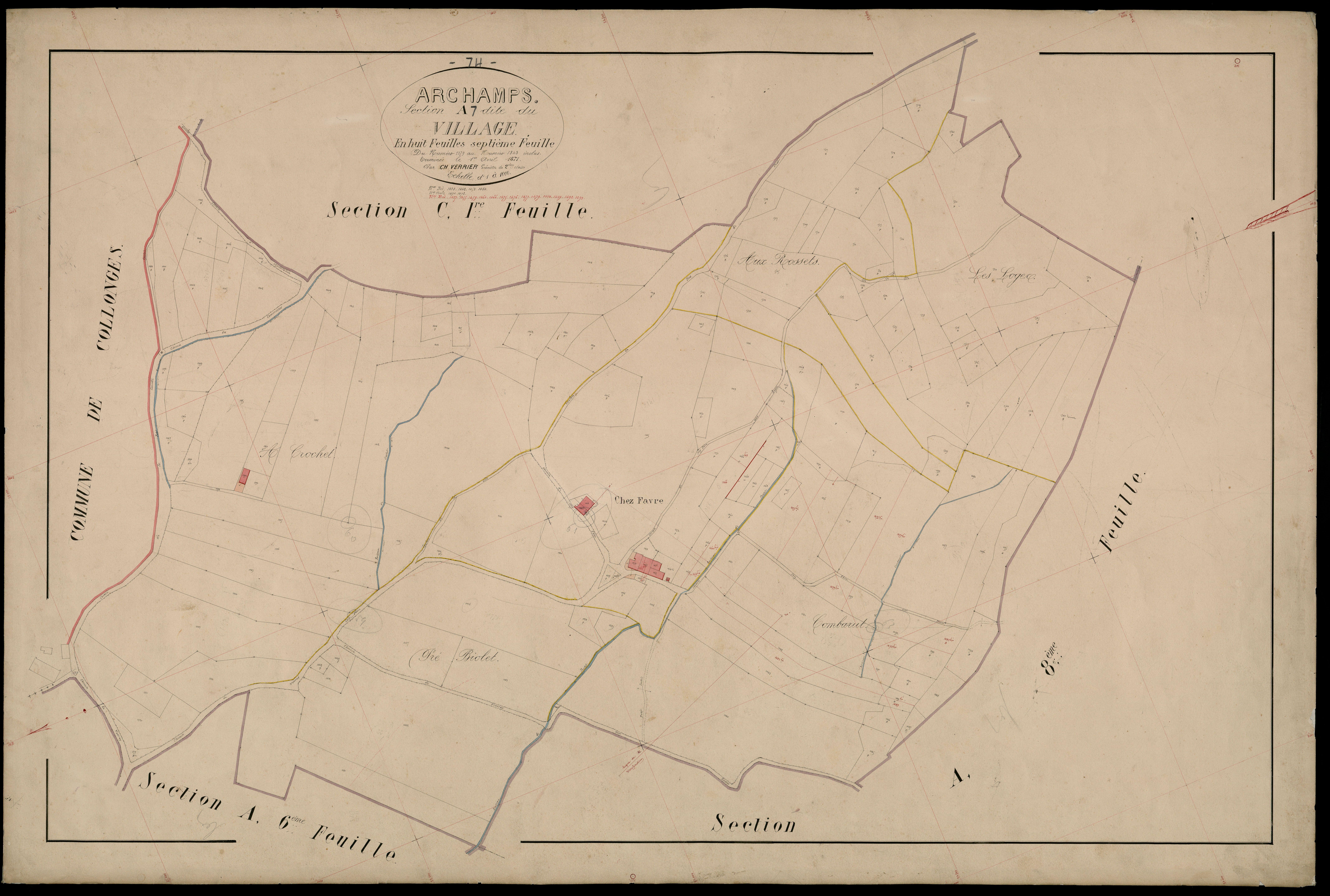 3 P 3 2449 - Feuille n° 8, parcelles n° 144 à 1678 - 30 mars 1871