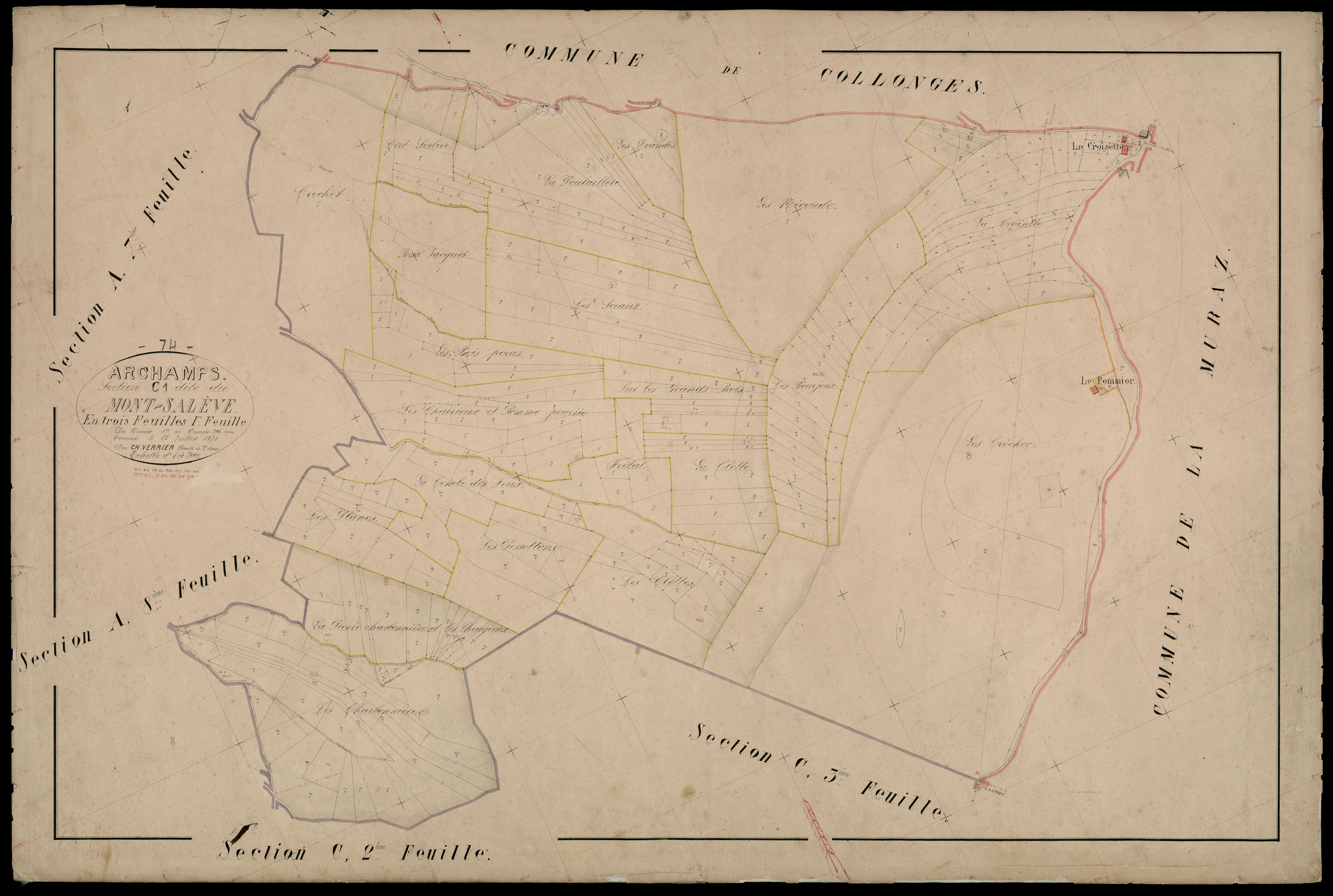 3 P 3 2453 - Feuille n° 2, parcelles n° 287 à 08 - 25 juillet 1871