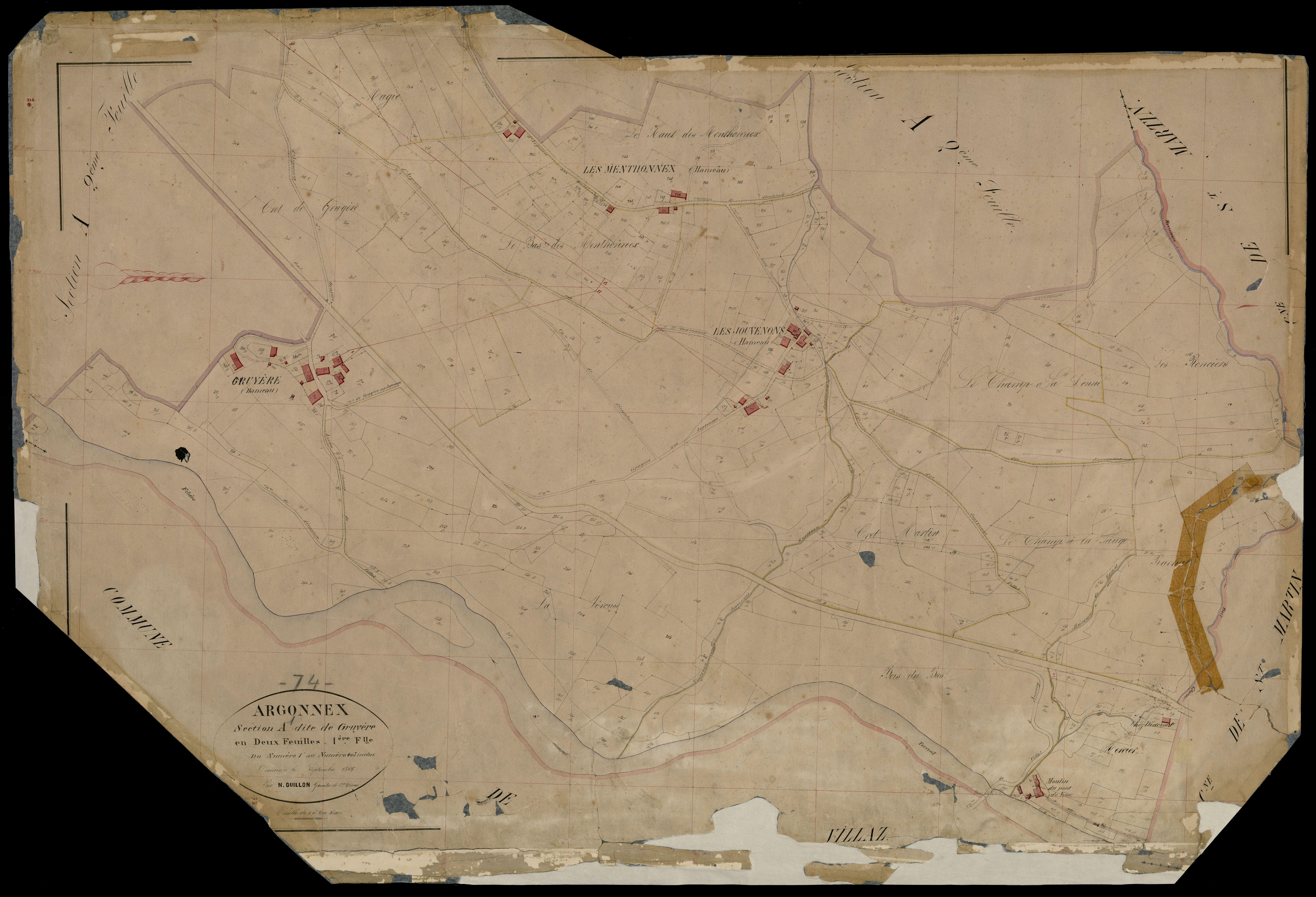 3 P 3 2481 - Feuille n° 2, parcelles n° 406 à 639 - 25 août 1866
