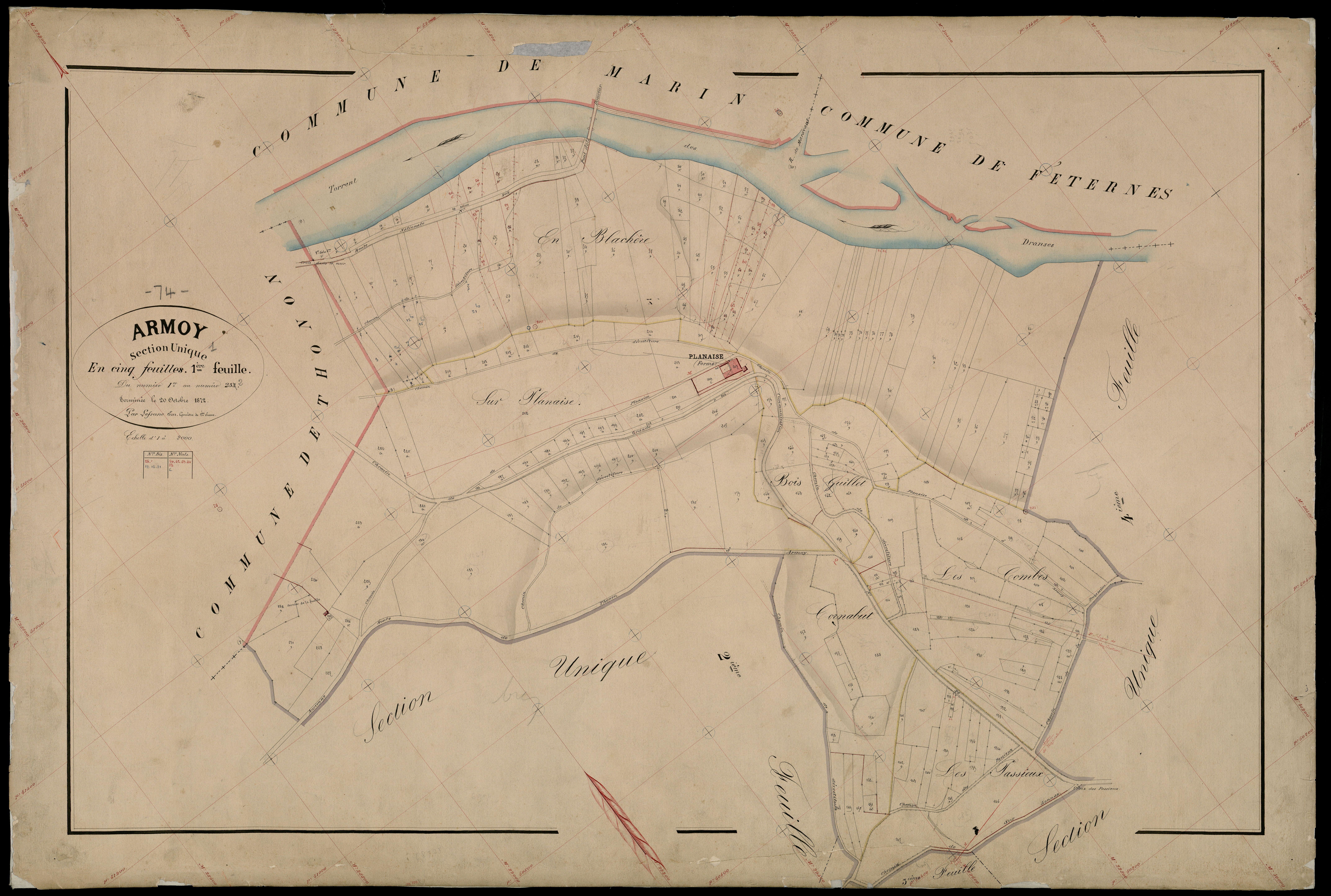 3 P 3 2486 - Feuille n° 2, parcelles n° 233 à 304 - 22 octobre 1872