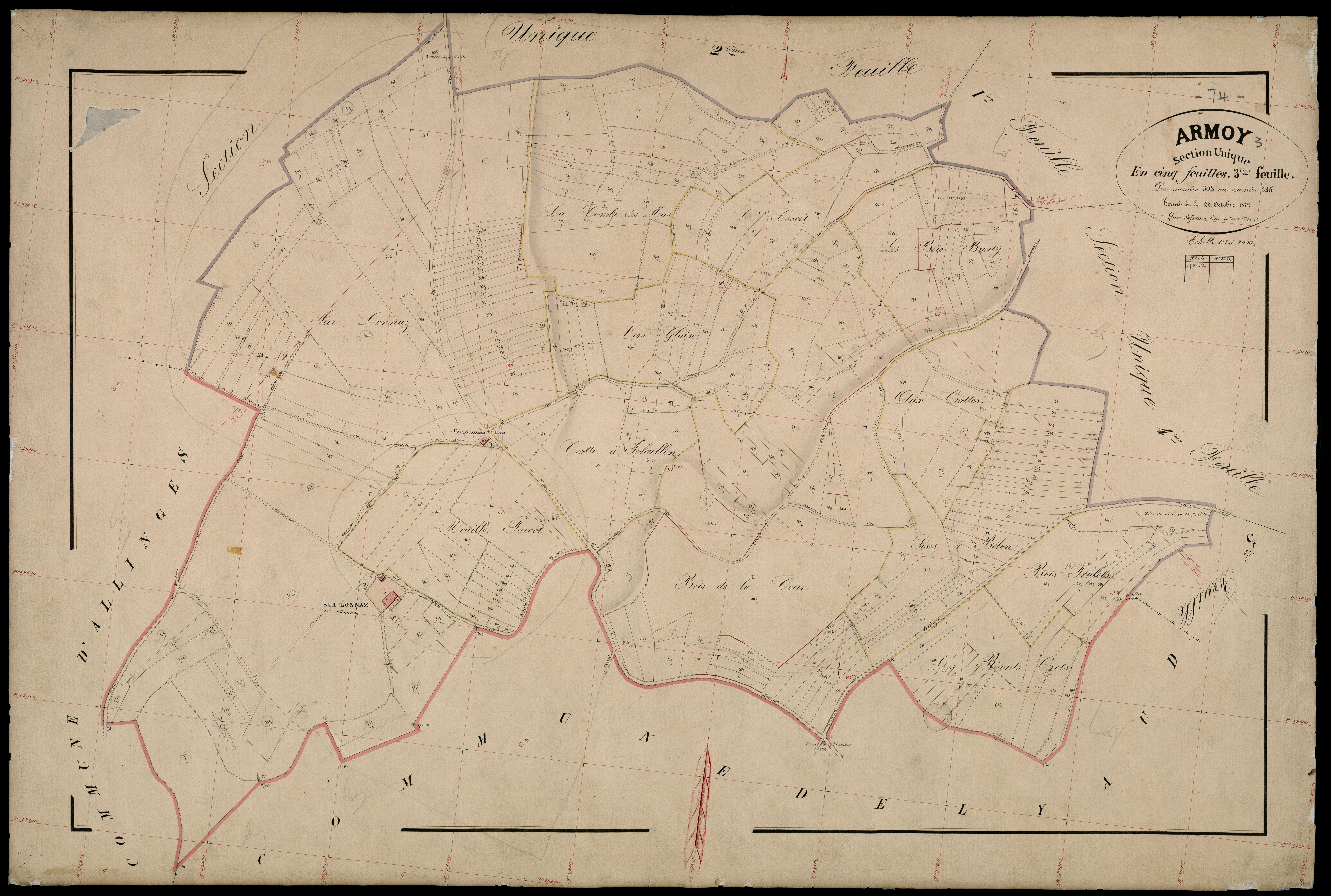 3 P 3 2488 - Feuille n° 4, parcelles n° 636 à 779 - 24 octobre 1872