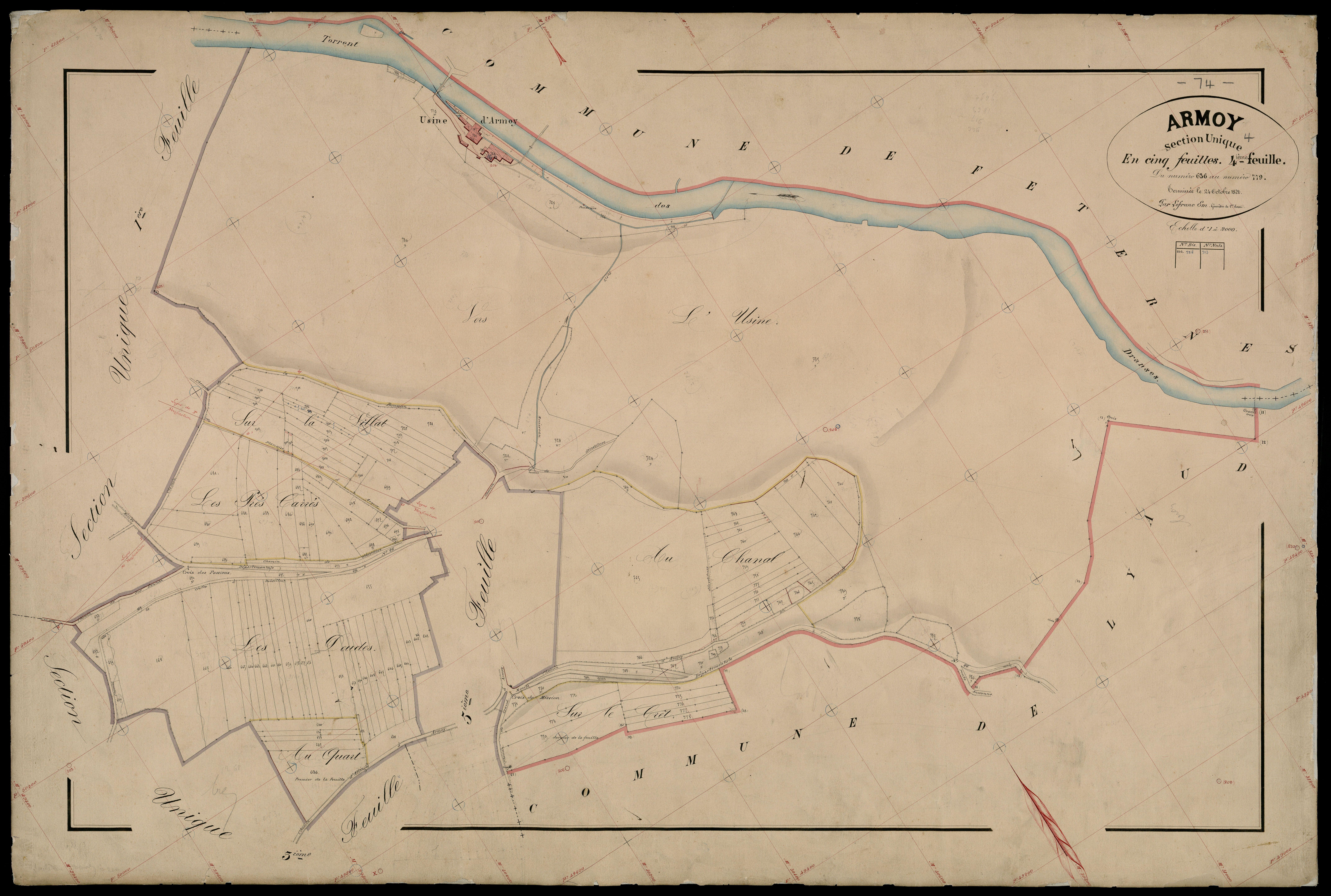 3 P 3 2489 - Feuille n° , parcelles n° 780 à 1027 - 25 octobre 1872