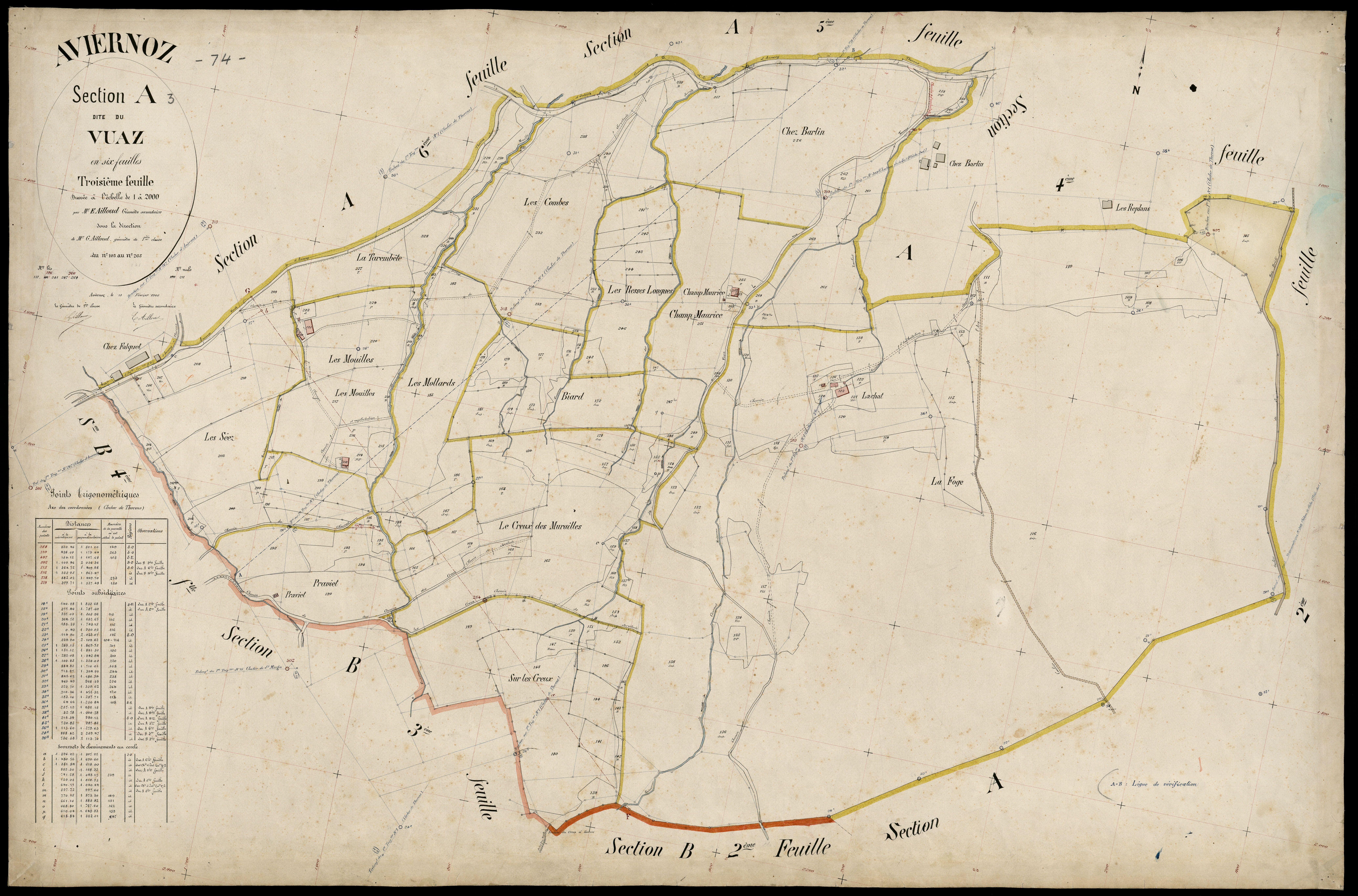 3 P 3 2511 - Feuille n° 4, parcelles n° 266 à 442 - 13 février 1905