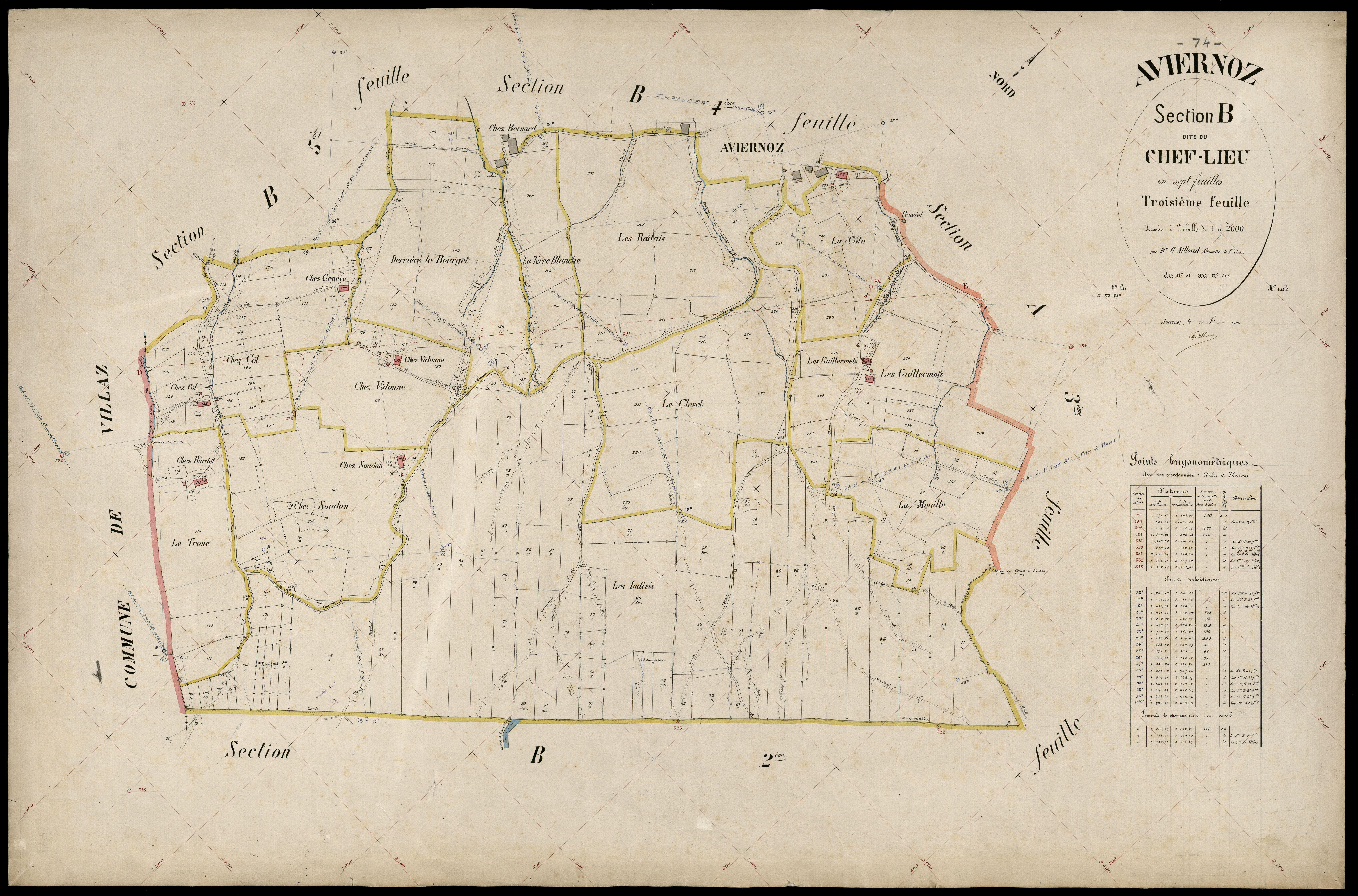 3 P 3 2517 - Feuille n° 4, parcelles n° 270 à 418 - 13 février 1905