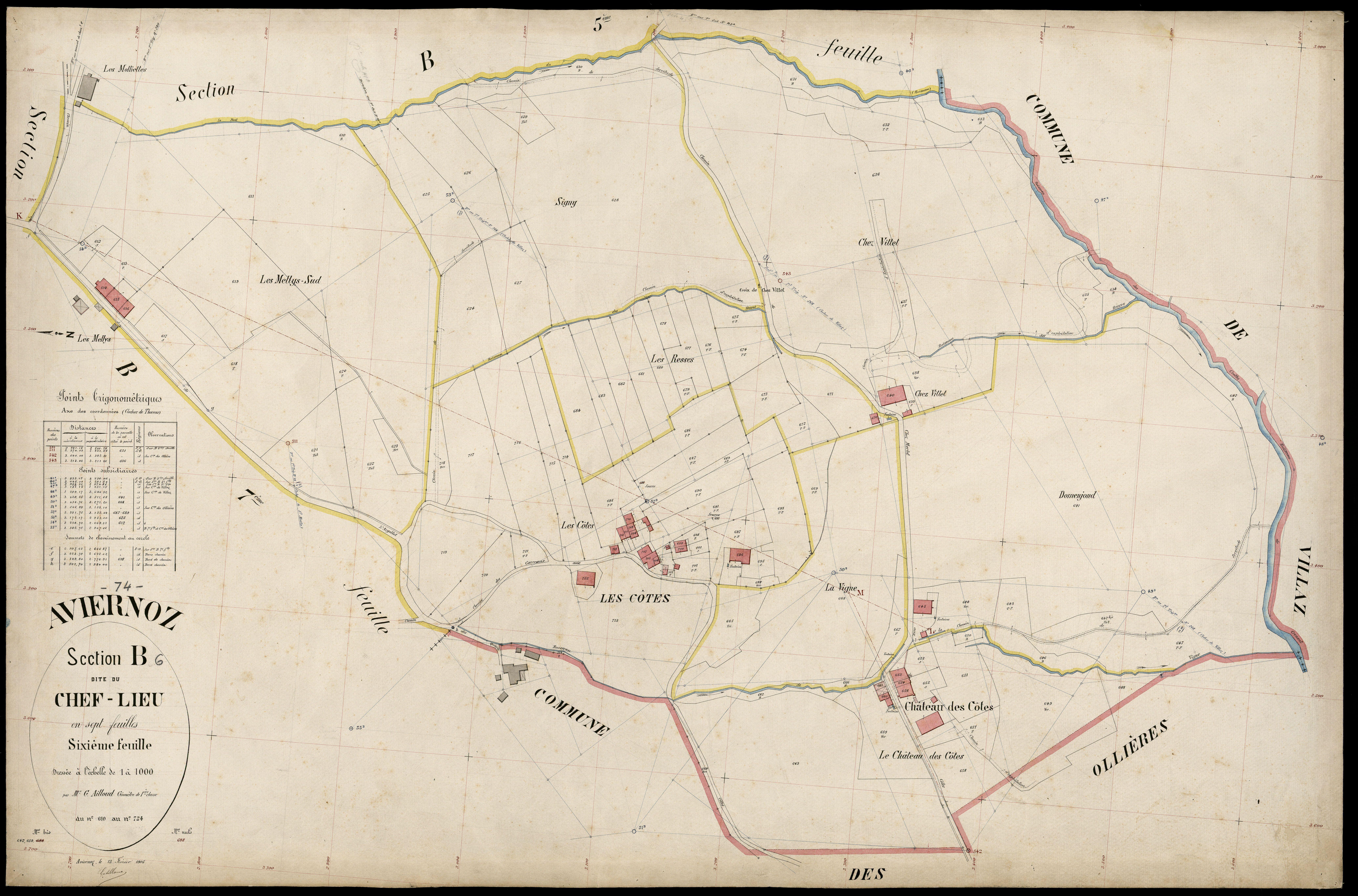 3 P 3 2520 - Feuille n° 7, parcelles n° 72 à 890 - 13 février 1905