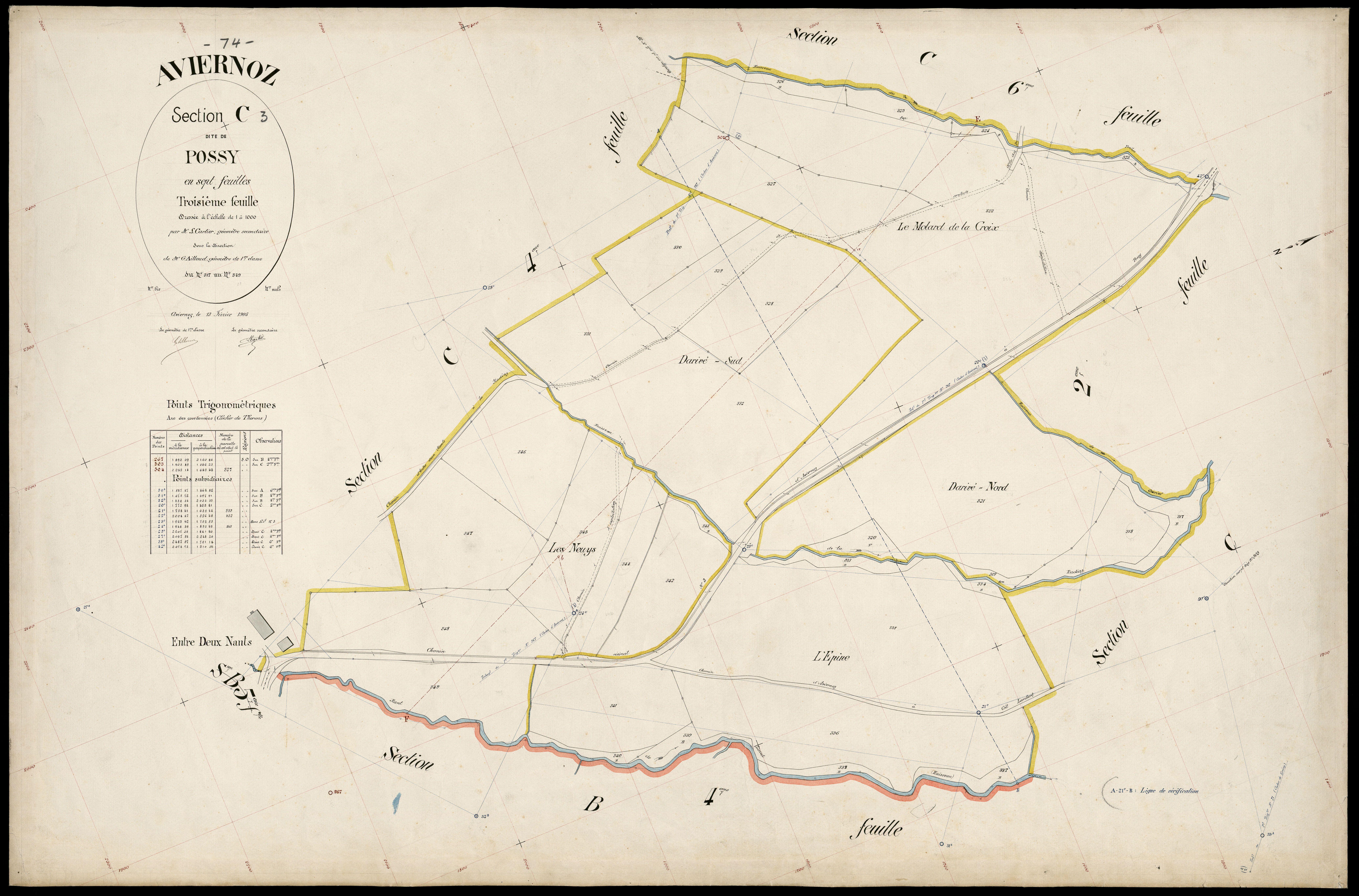 3 P 3 2524 - Feuille n° 4, parcelles n° 30 à 47 - 13 février 1905