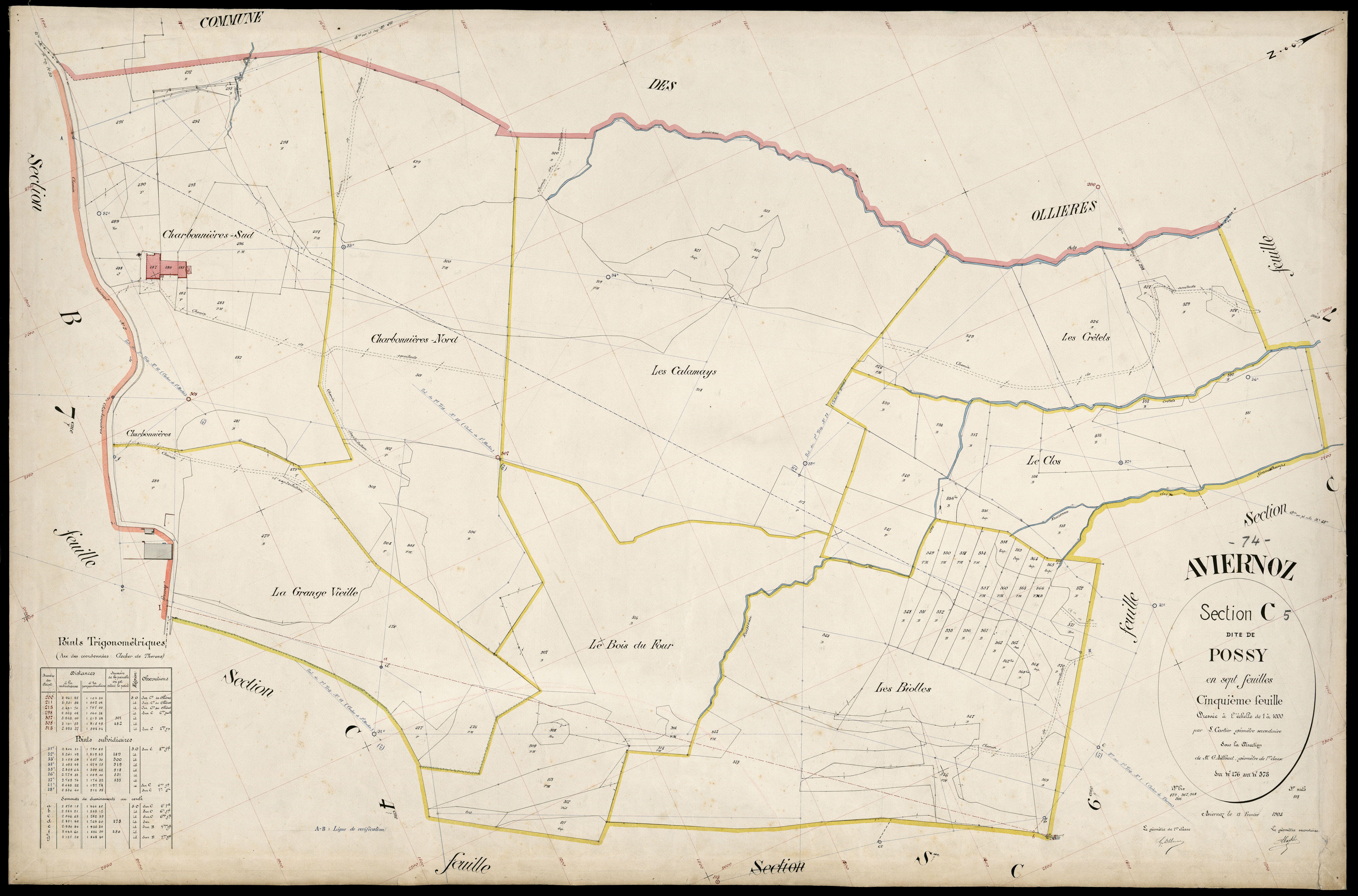 3 P 3 2526 - Feuille n° 6, parcelles n° 74 à 67 - 13 février 1905