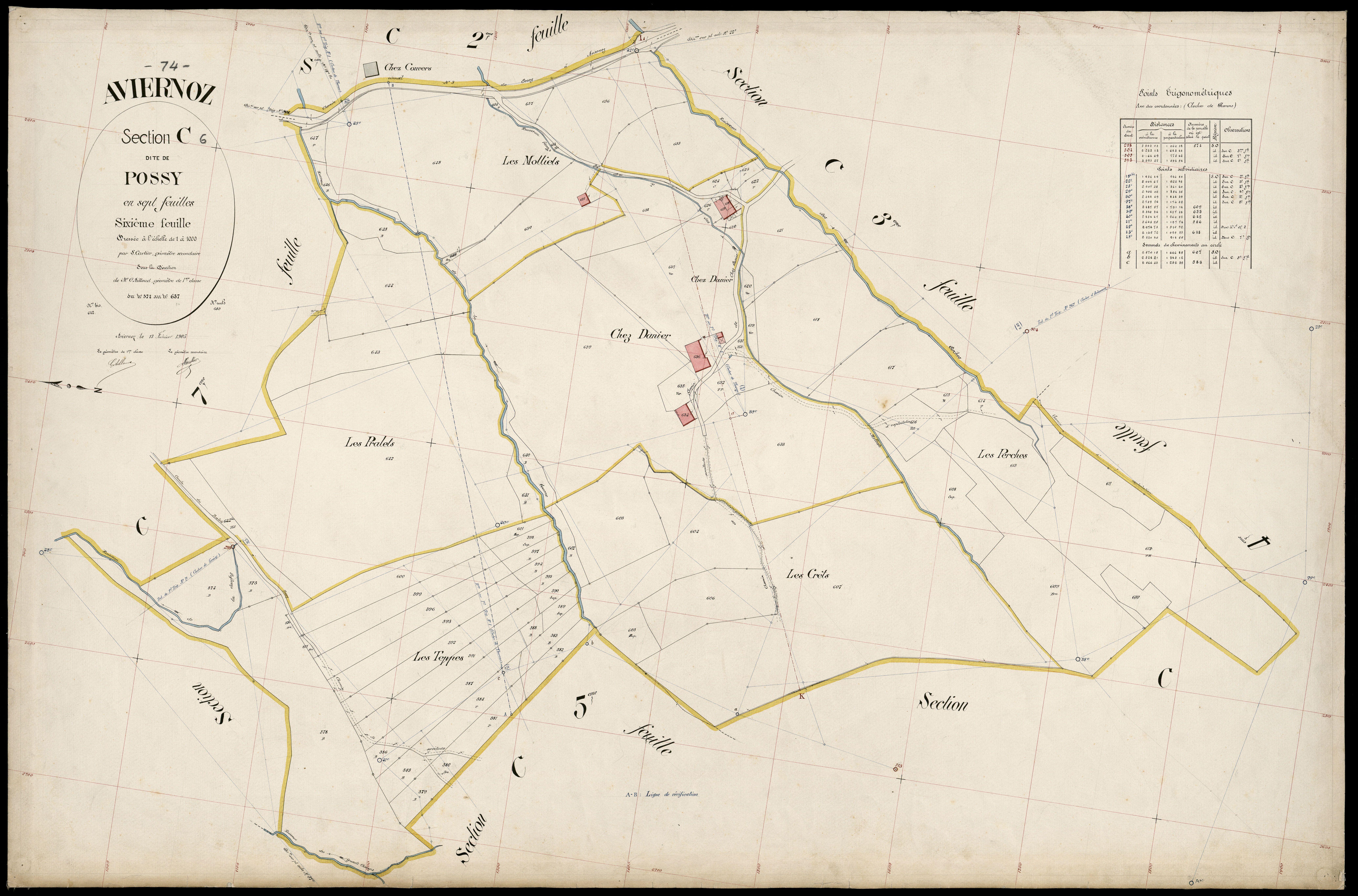 3 P 3 2527 - Feuille n° 7, parcelles n° 68 à 783 - 13 février 1905