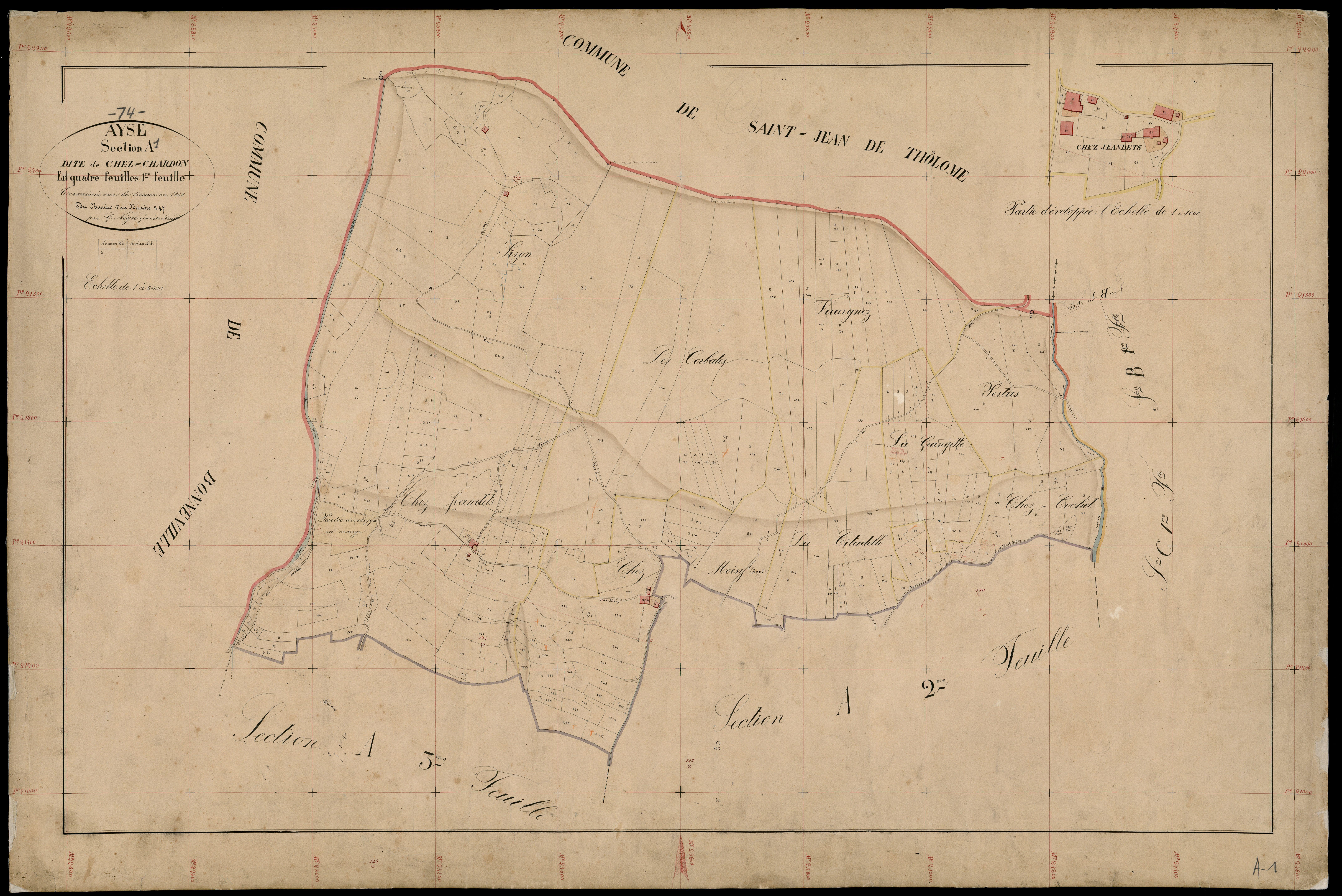 3 P 3 2535 - Feuille n° 2, parcelles n° 248 à 17 - 1868