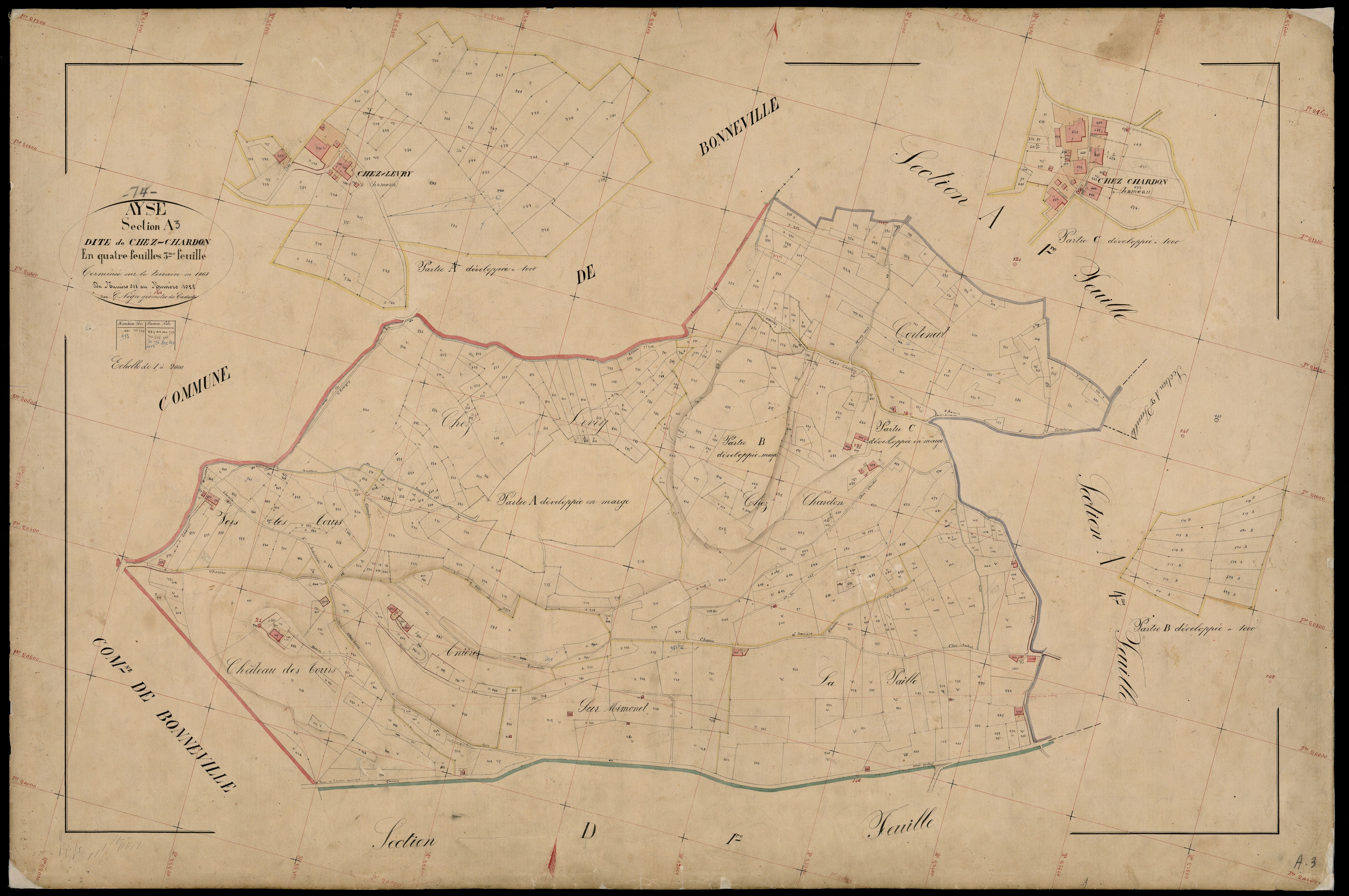3 P 3 2537 - Feuille n° 4, parcelles n° 1023 à 128 - 1868