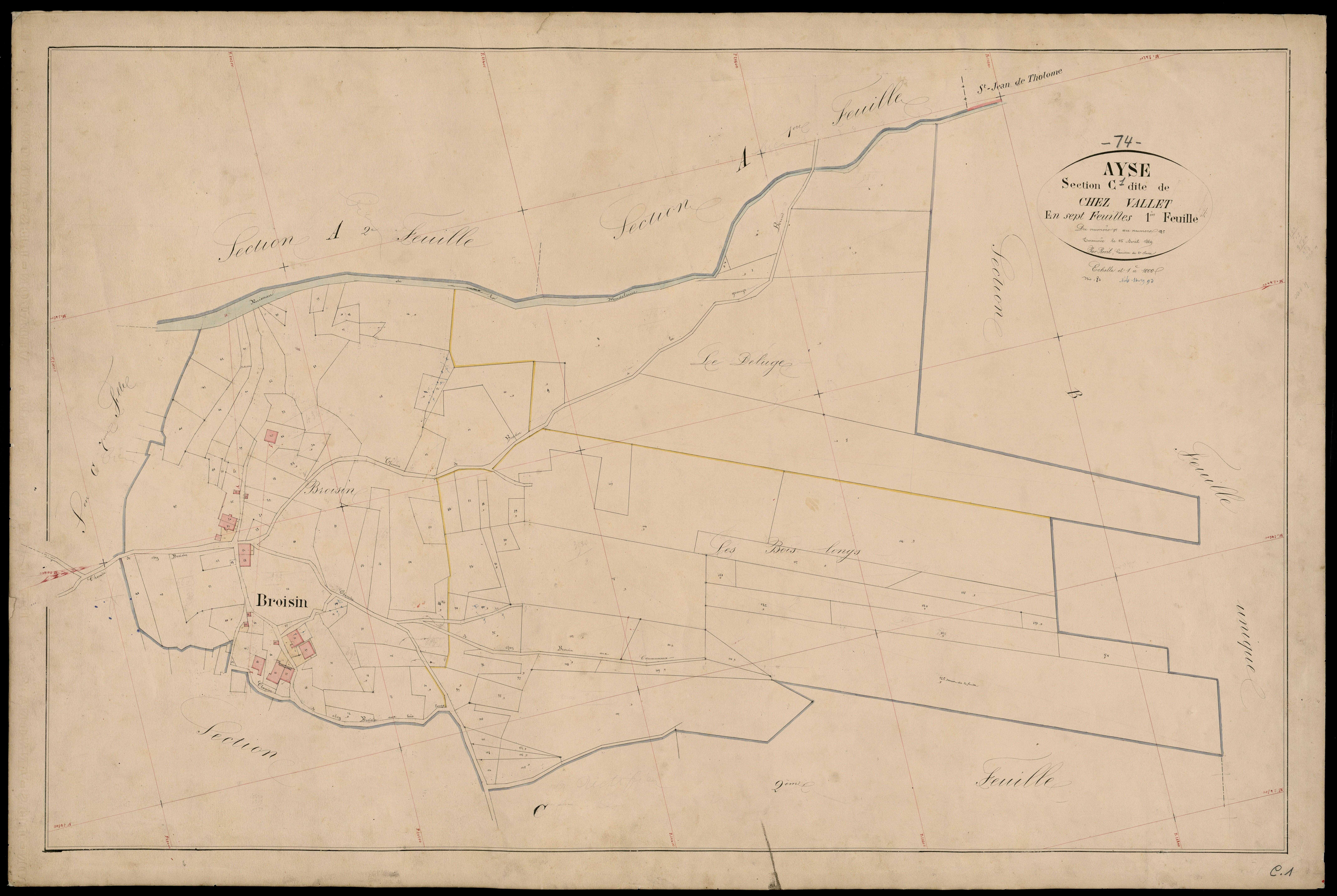 3 P 3 2542 - Feuille n° 2, parcelles n° 126 à 381 - 25 avril 1869