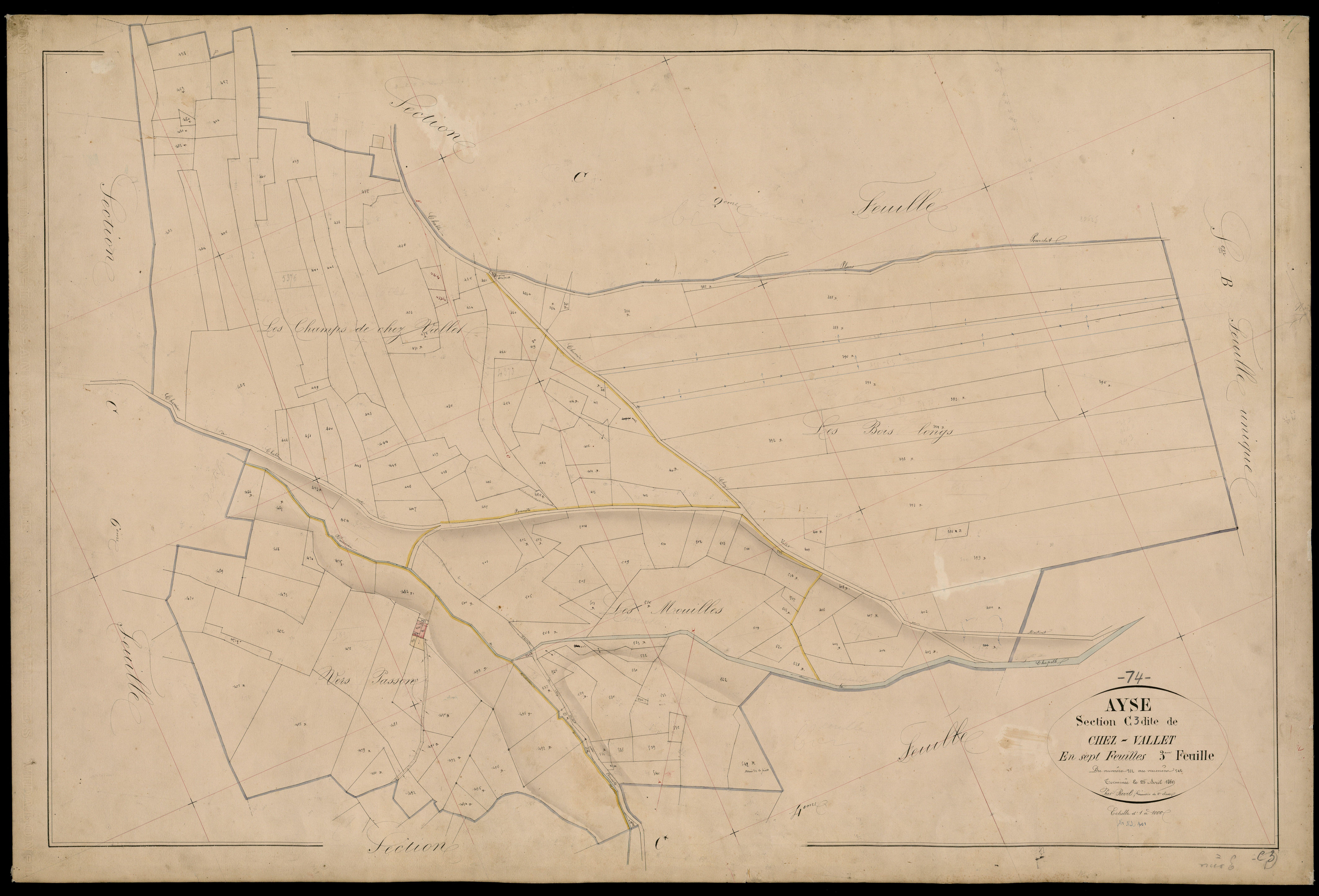 3 P 3 2544 - Feuille n° 4, parcelles n° 43 à 877 - 25 avril 1869
