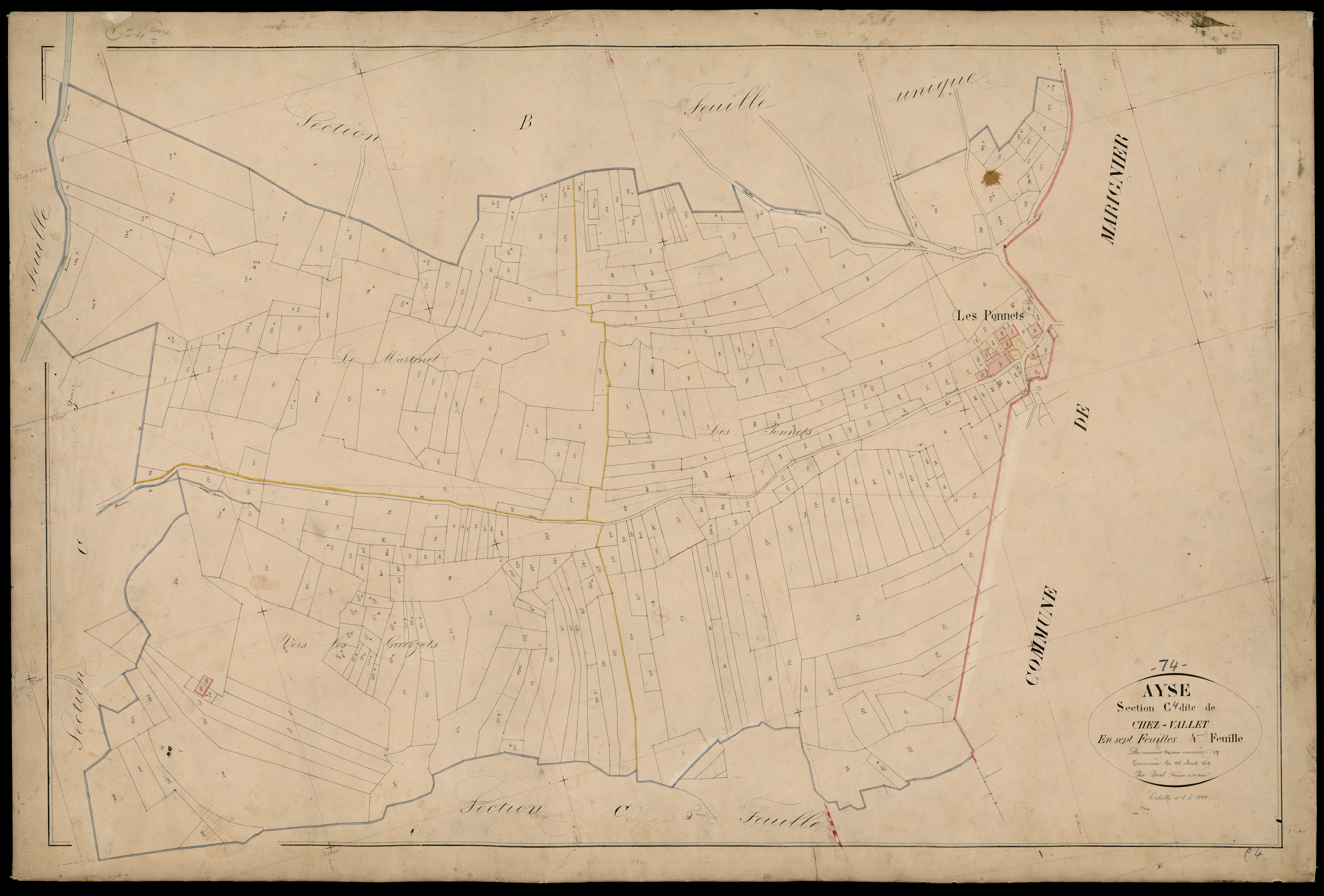 3 P 3 2545 - Feuille n° , parcelles n° 878 à 1167 - 25 avril 1869