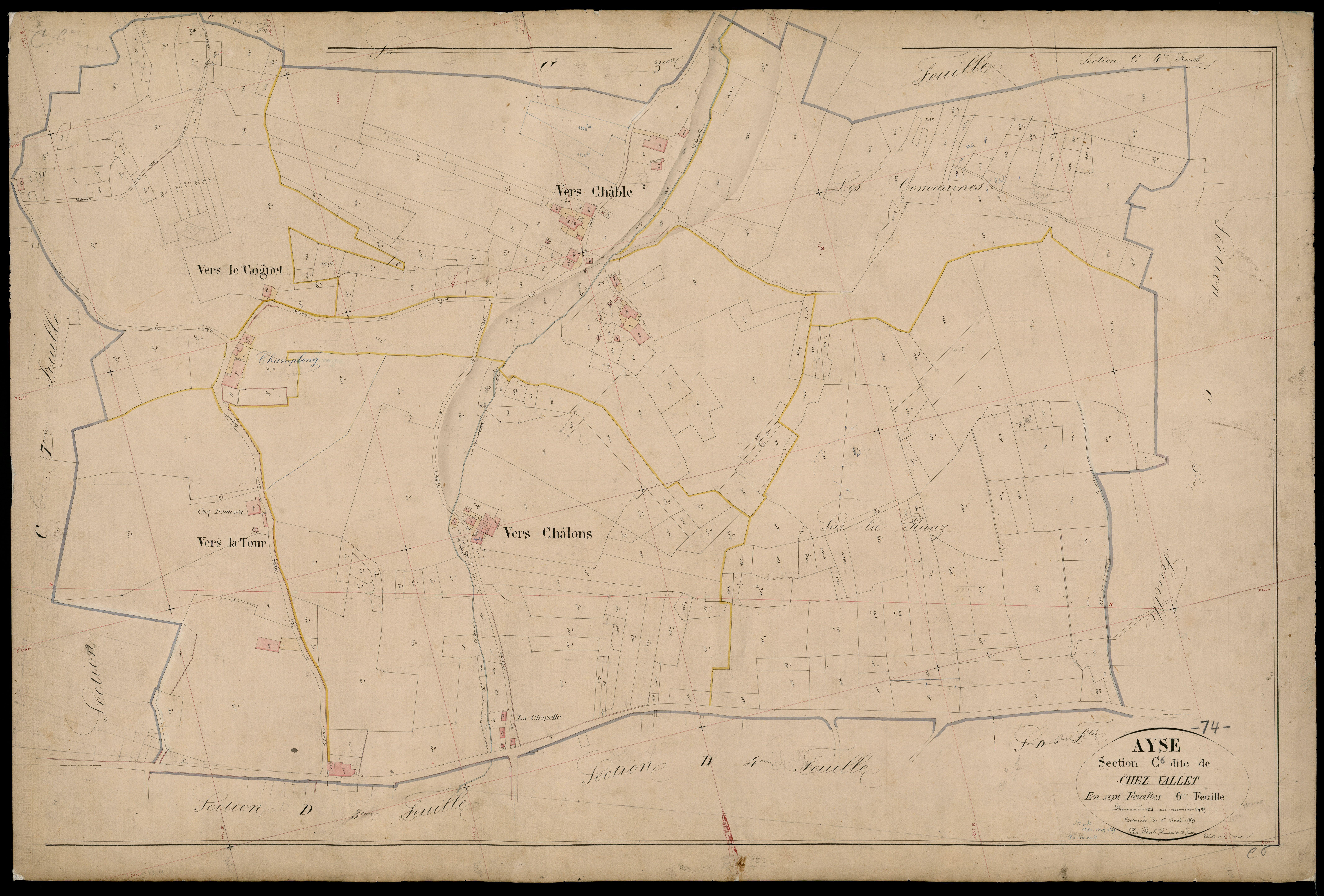 3 P 3 2547 - Feuille n° 7, parcelles n° 1498 à 1692 - 25 avril 1869
