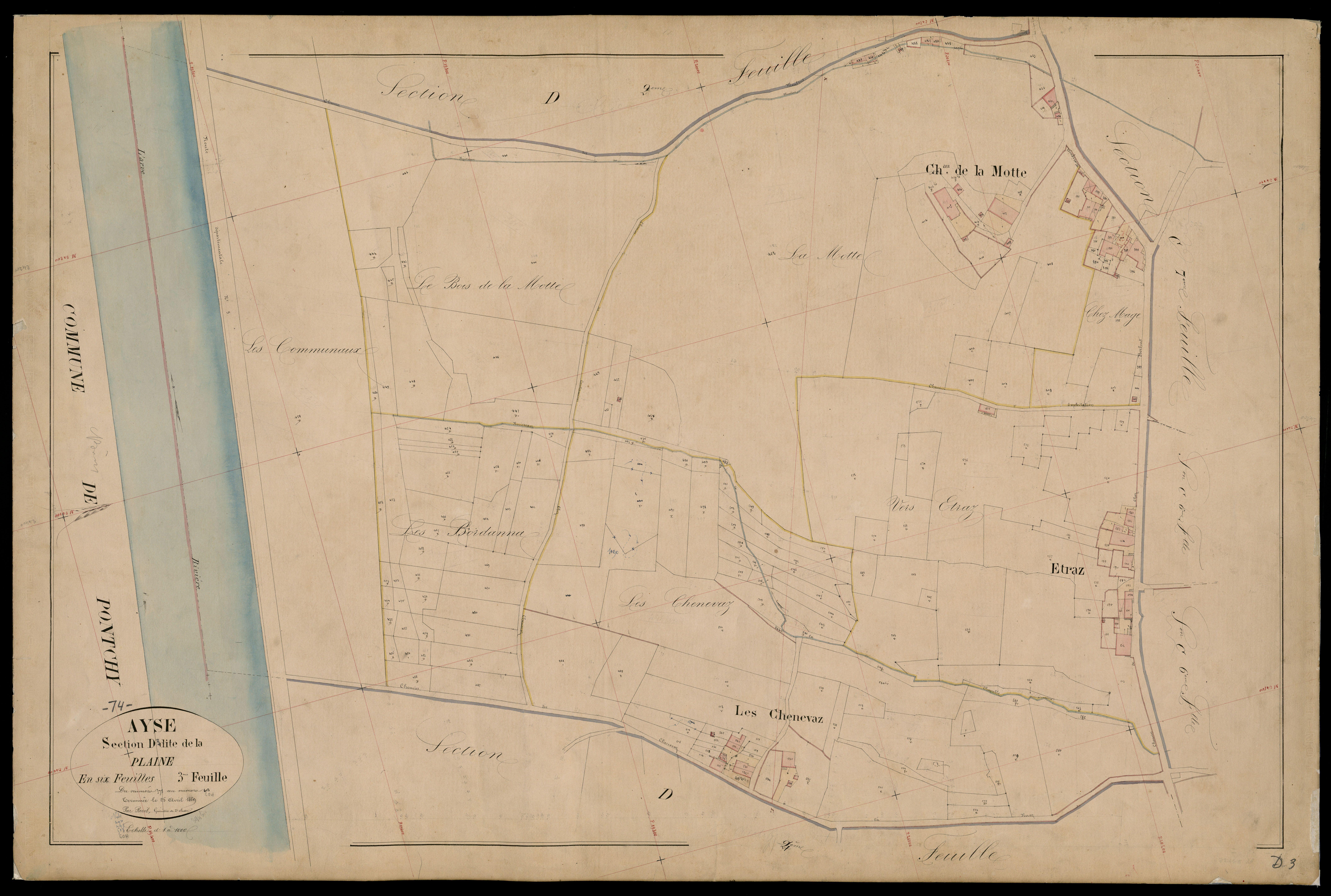 3 P 3 2551 - Feuille n° 4, parcelles n° 60 à 814 - 25 avril 1869