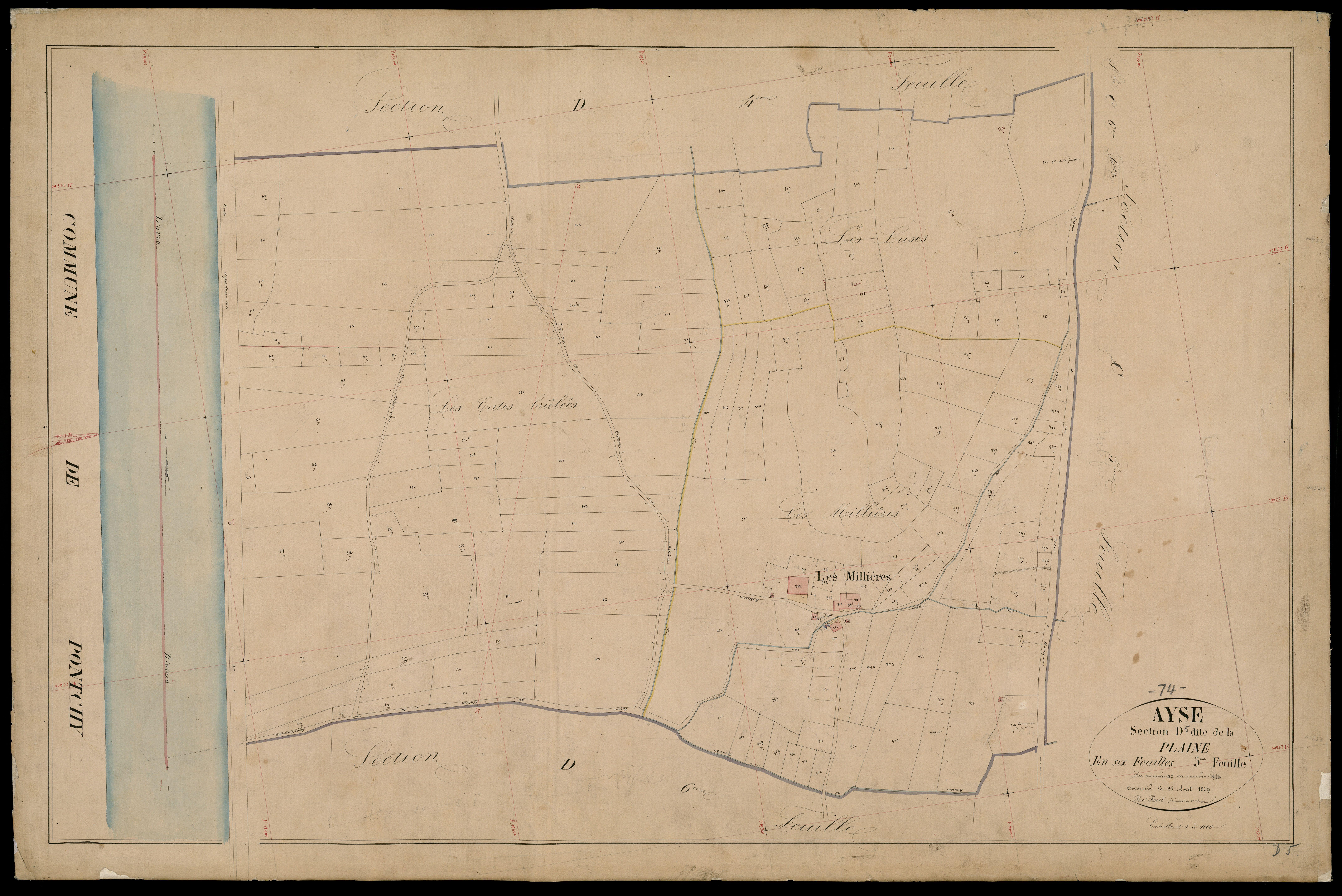 3 P 3 2553 - Feuille n° 6, parcelles n° 98 à 109 - 25 avril 1869