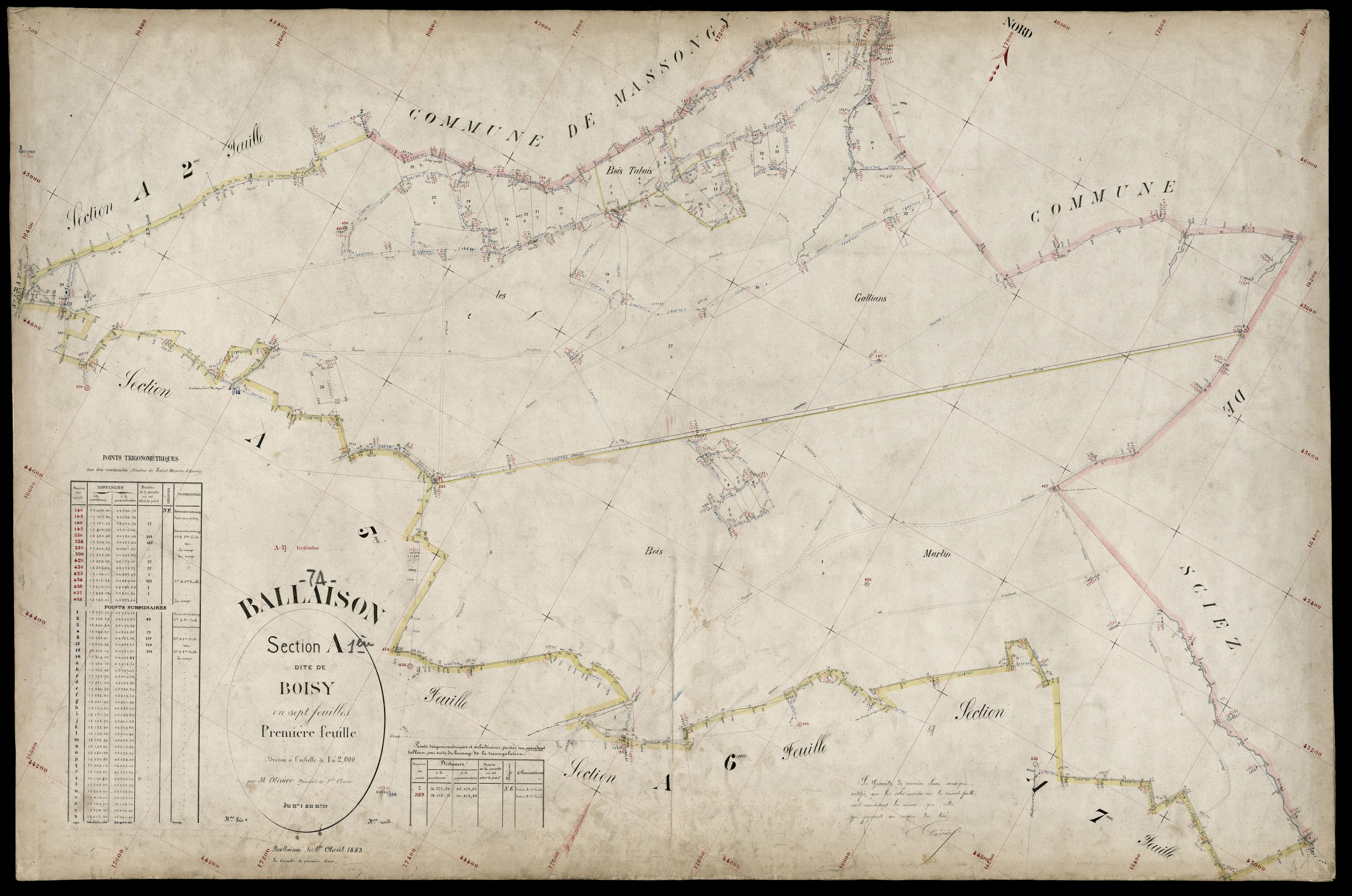 3 P 3 2565 - Feuille n° 2, parcelles n° 30 à 126 - 1er août 1883