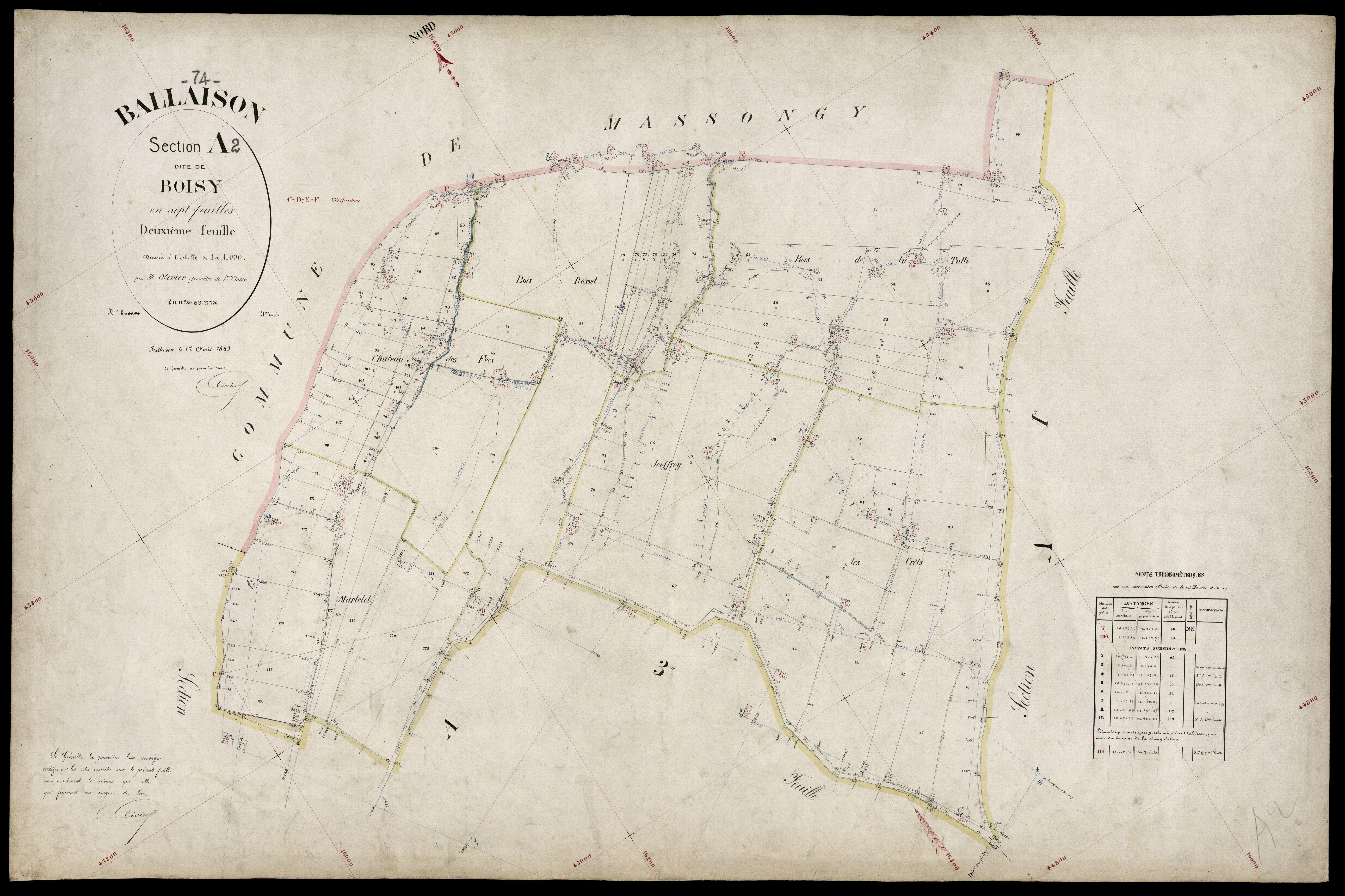 3 P 3 2566 - Feuille n° 3, parcelles n° 127 à 211 - 1er août 1883