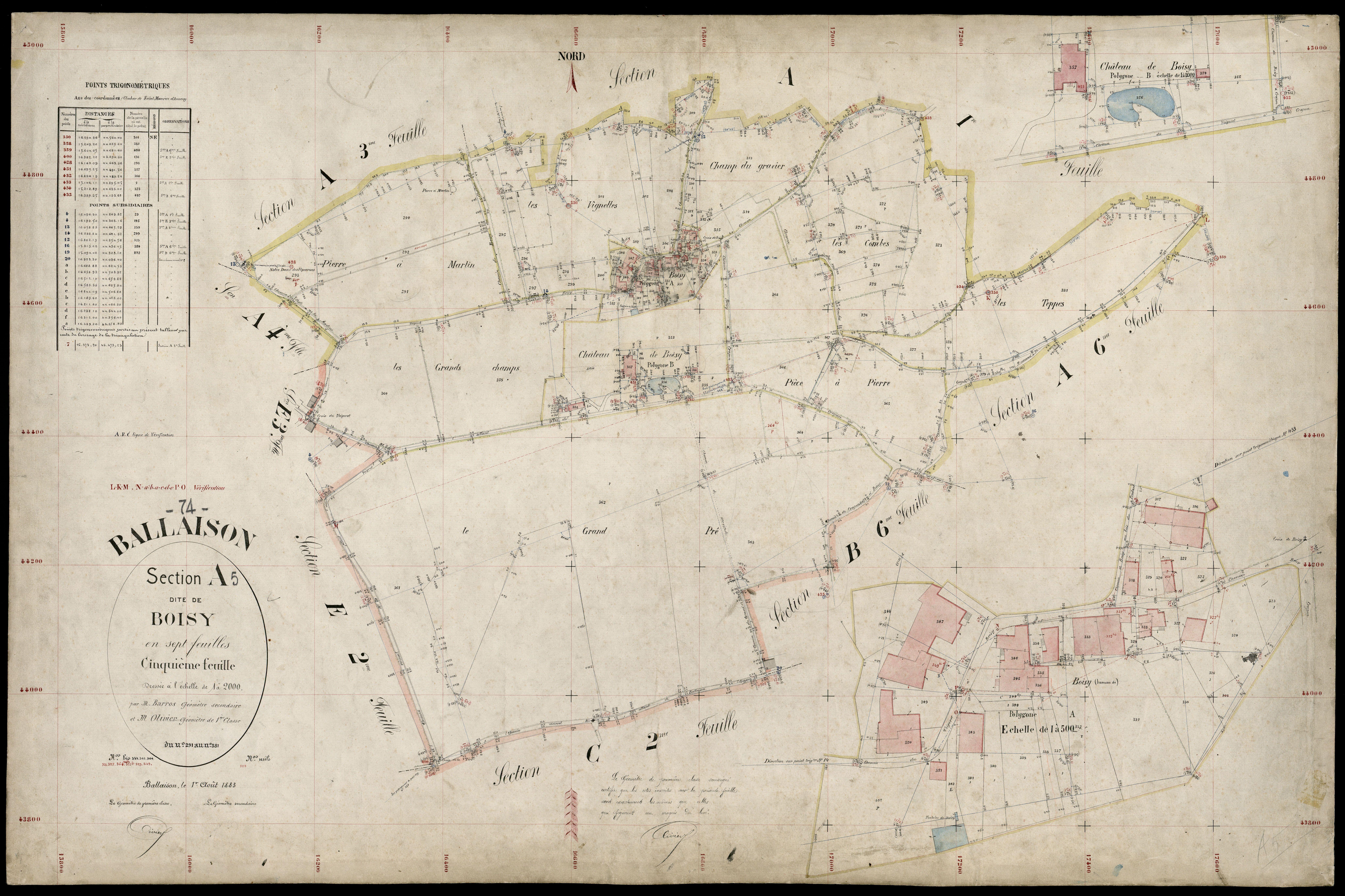 3 P 3 2569 - Feuille n° 6, parcelles n° 382 à 48 - 1er août 1883
