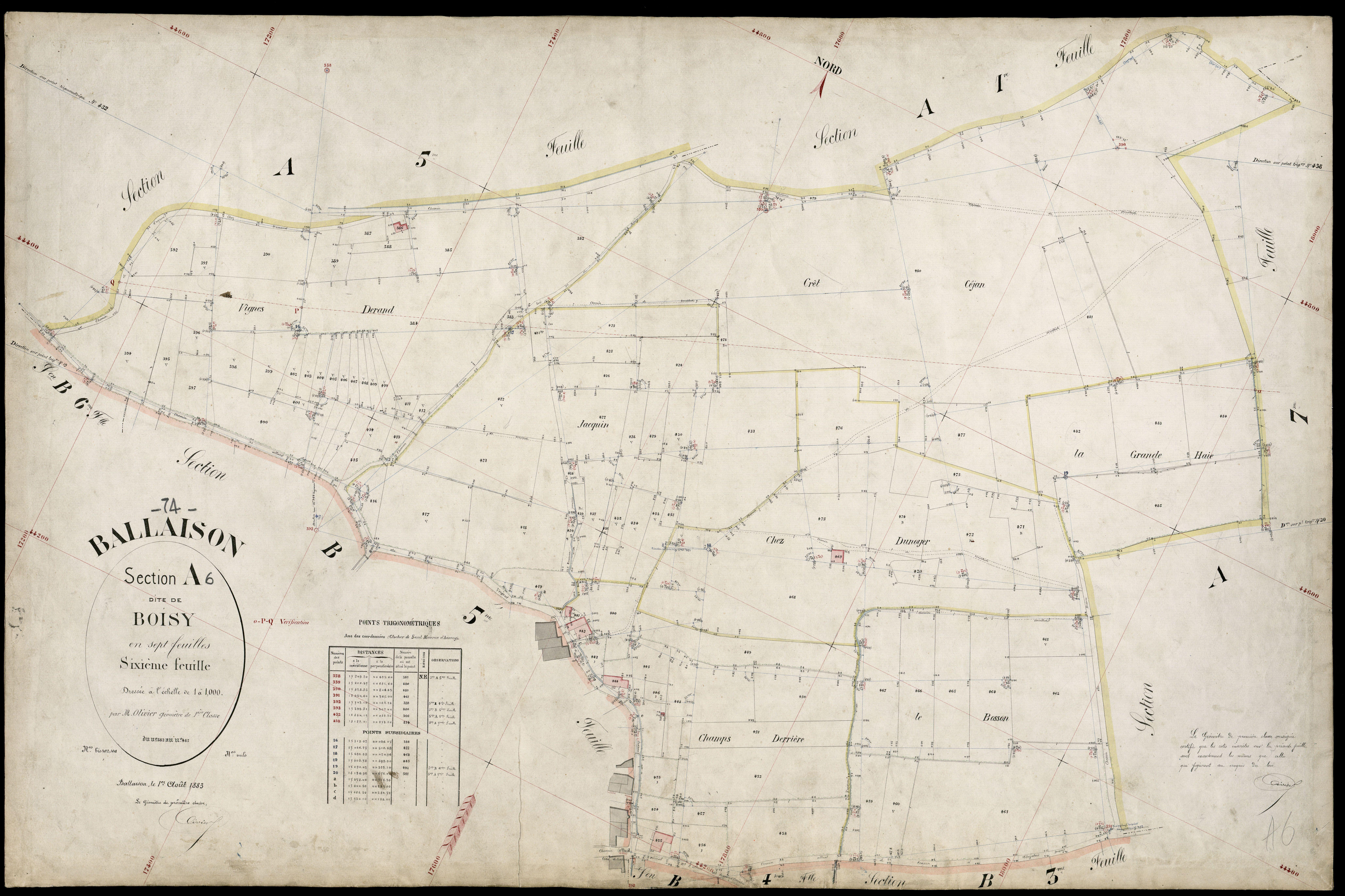 3 P 3 2570 - Feuille n° 7, parcelles n° 486 à 602 - 1er août 1883