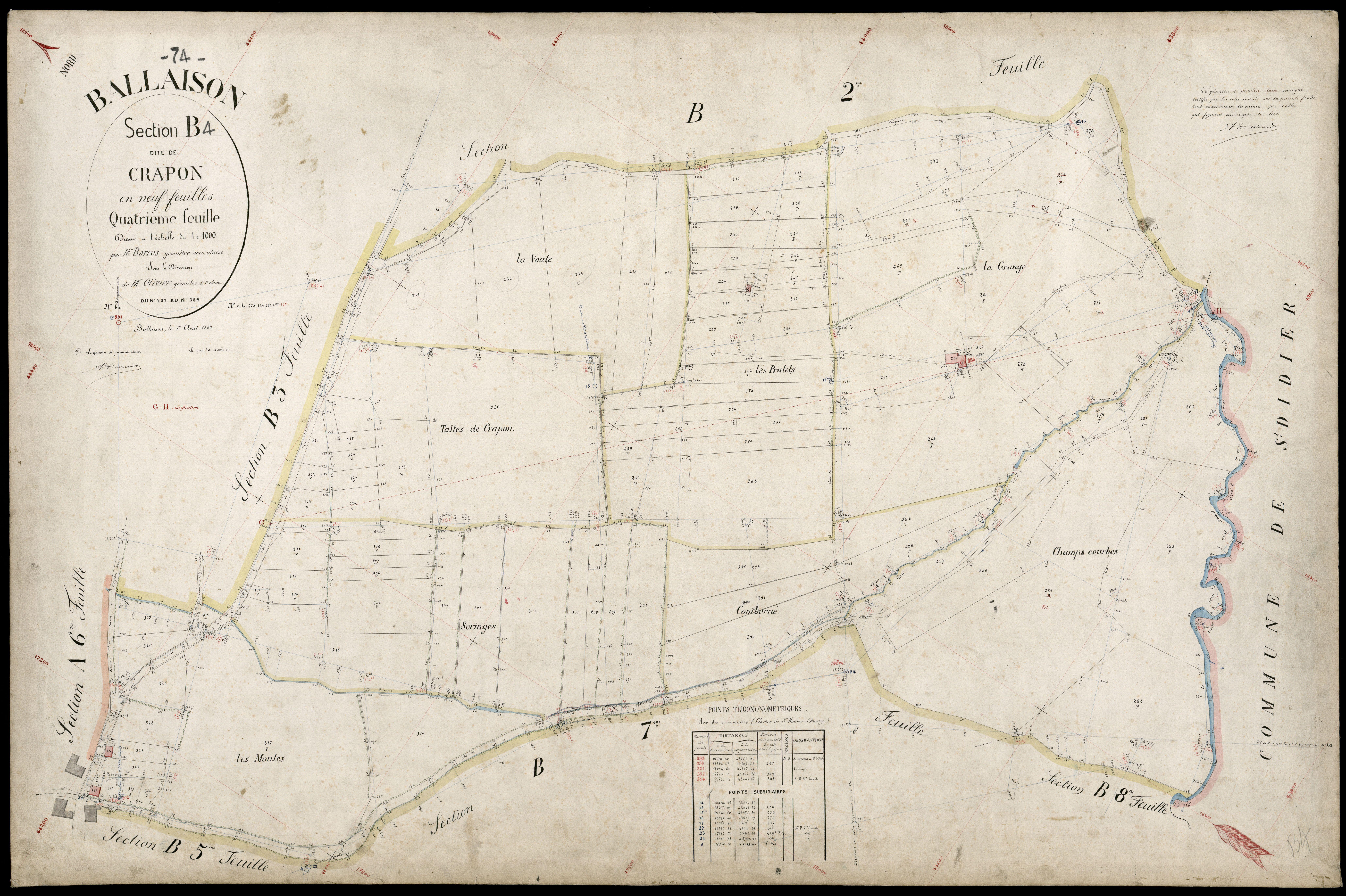 3 P 3 2575 - Feuille n° , parcelles n° 330 à 4 - 1er août 1883