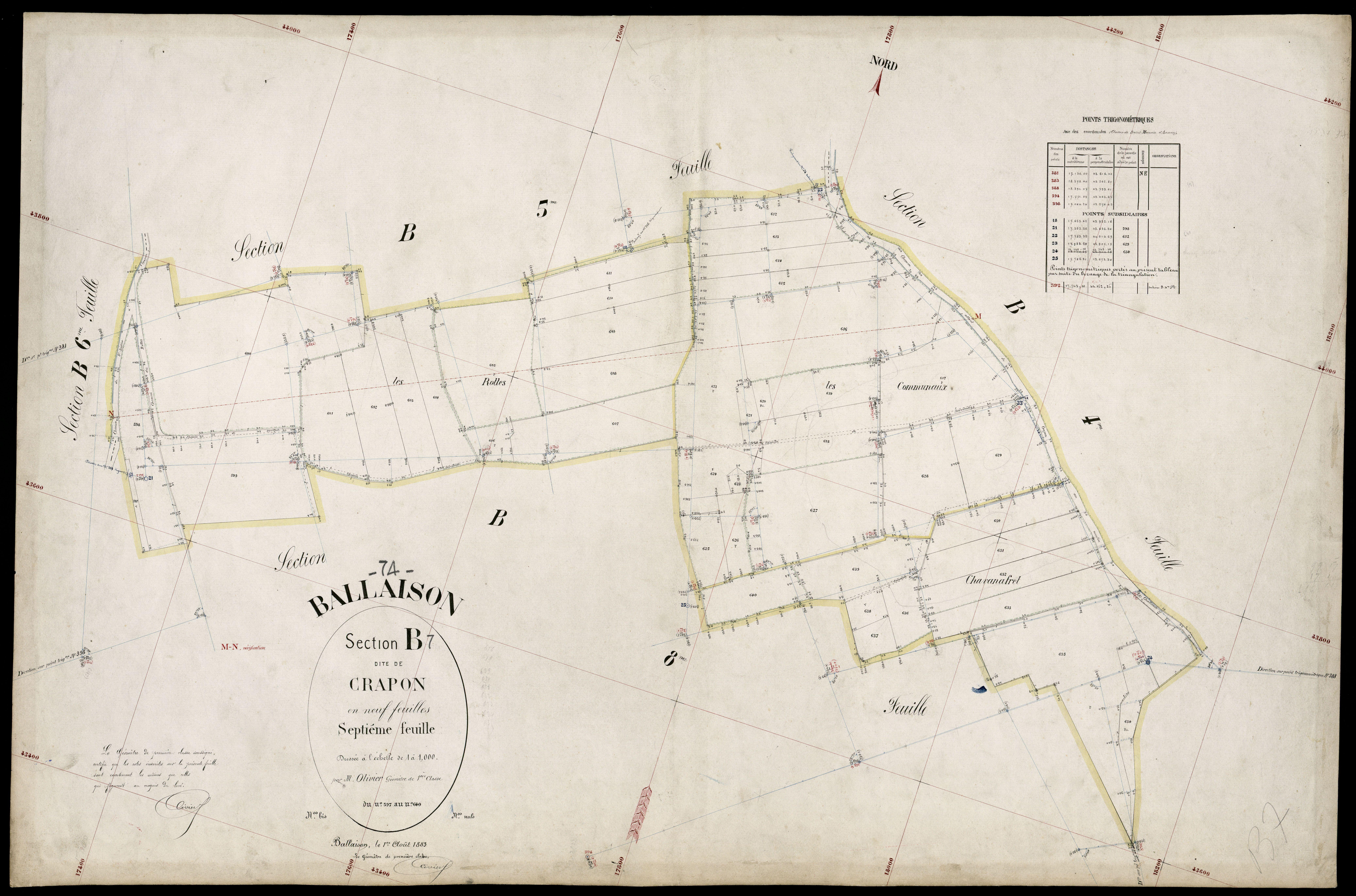 3 P 3 2578 - Feuille n° 8, parcelles n° 641 à 719 - 1er août 1883