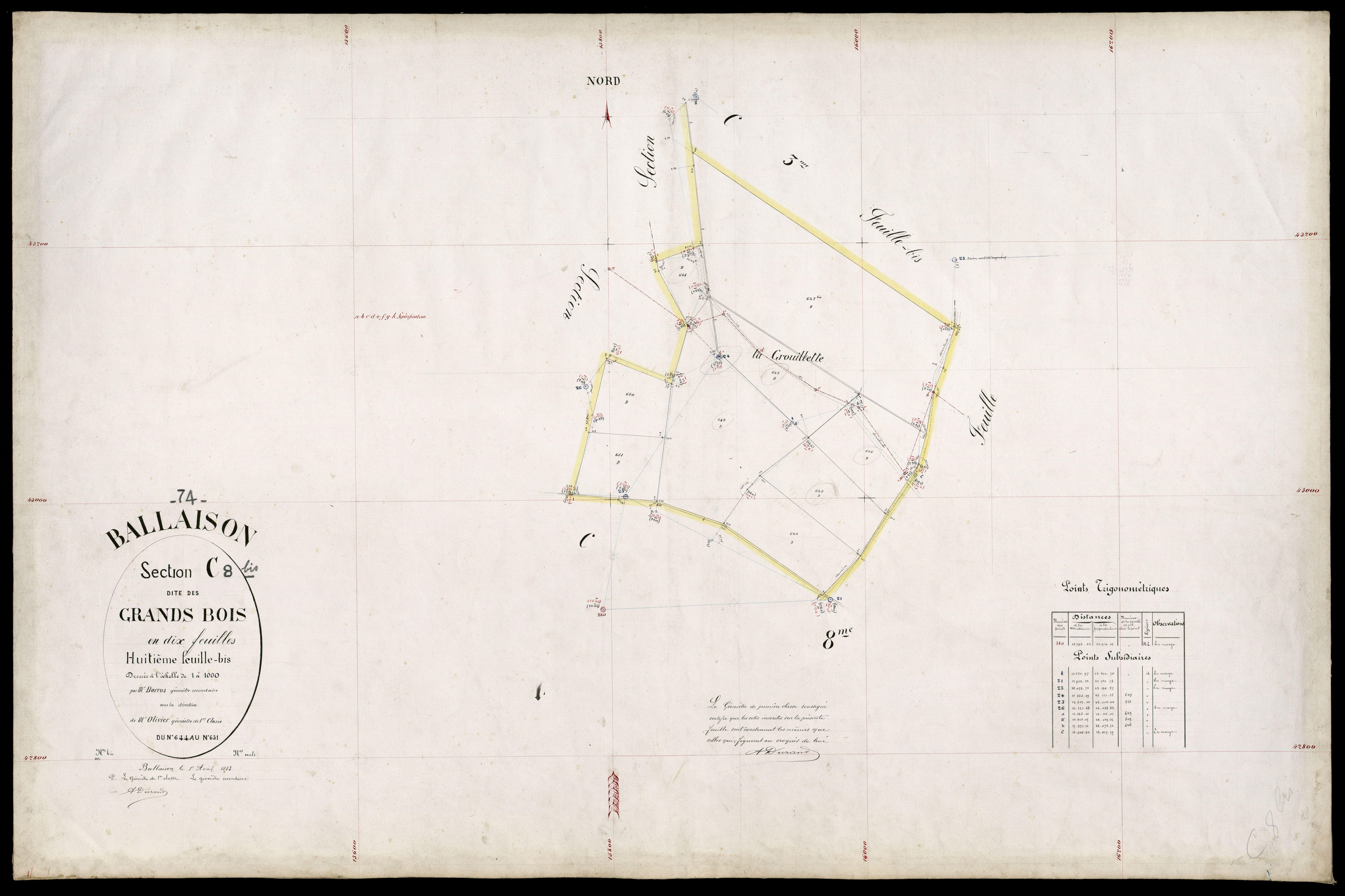 3 P 3 2591 - Feuille n° 9, parcelles n° 69 à 683 - 1er août 1883