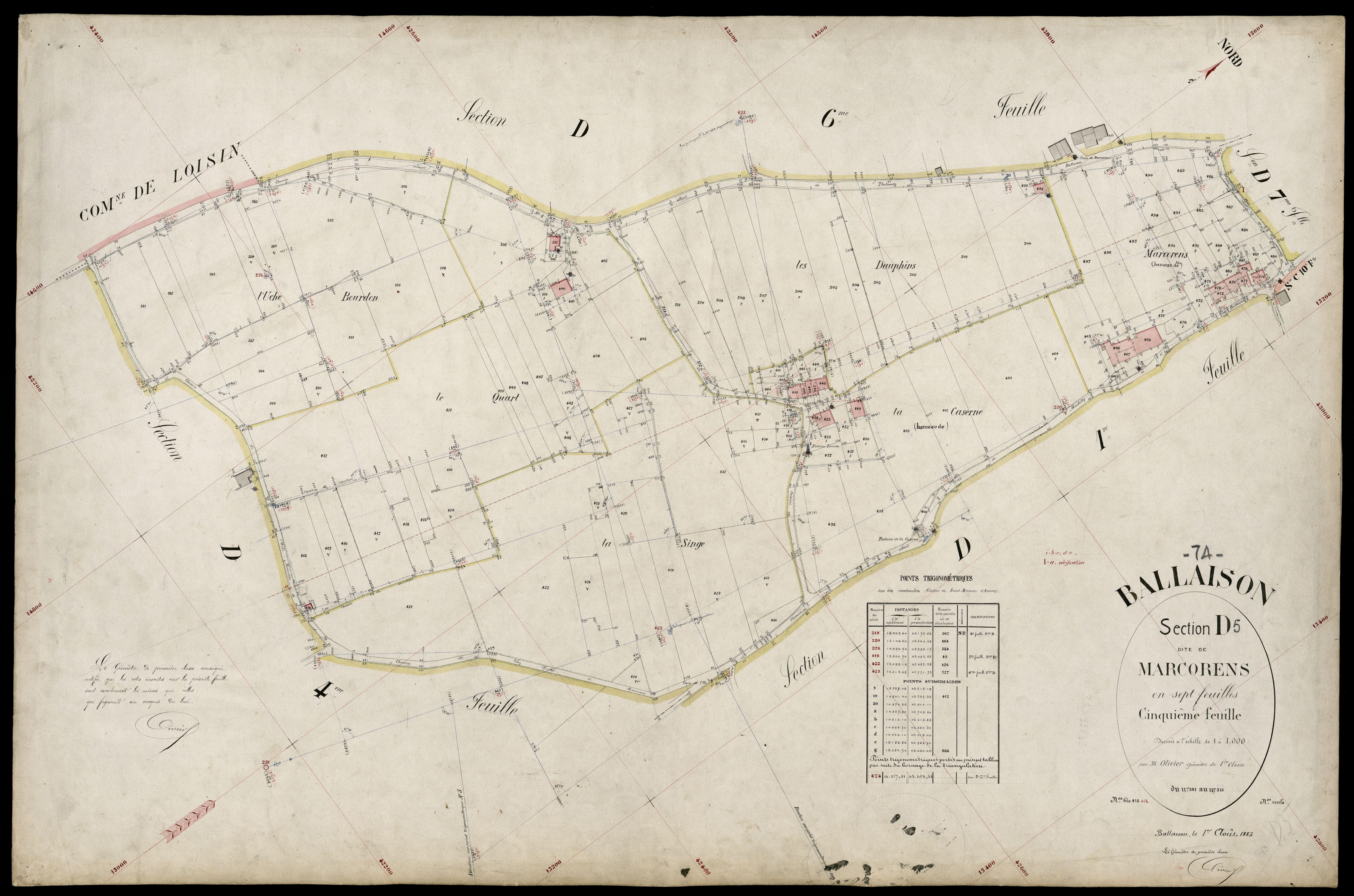 3 P 3 2598 - Feuille n° 6, parcelles n° 14 à 671 - 1er août 1883