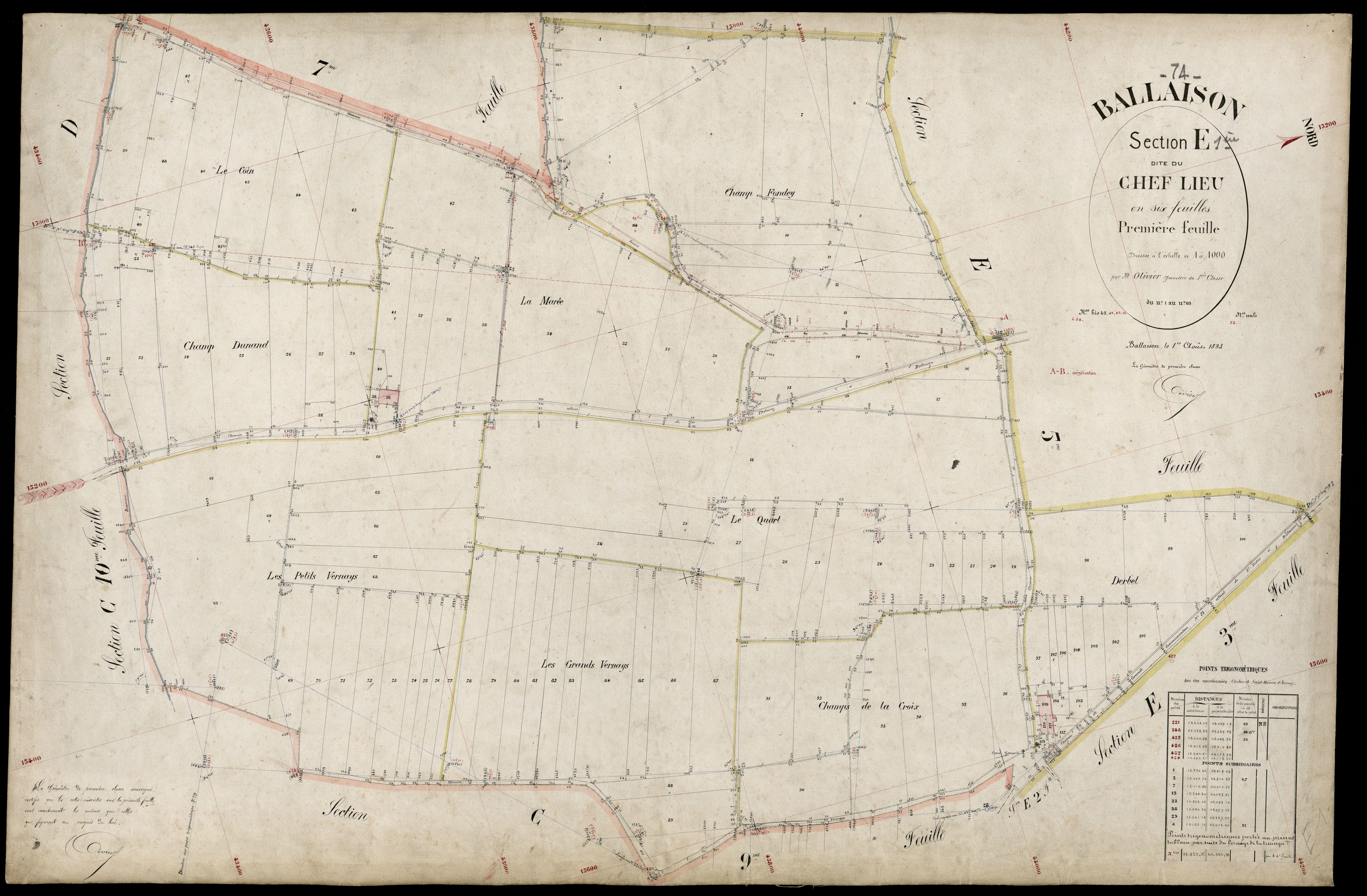 3 P 3 2601 - Feuille n° 2, parcelles n° 114 à 184 - 1er août 1883