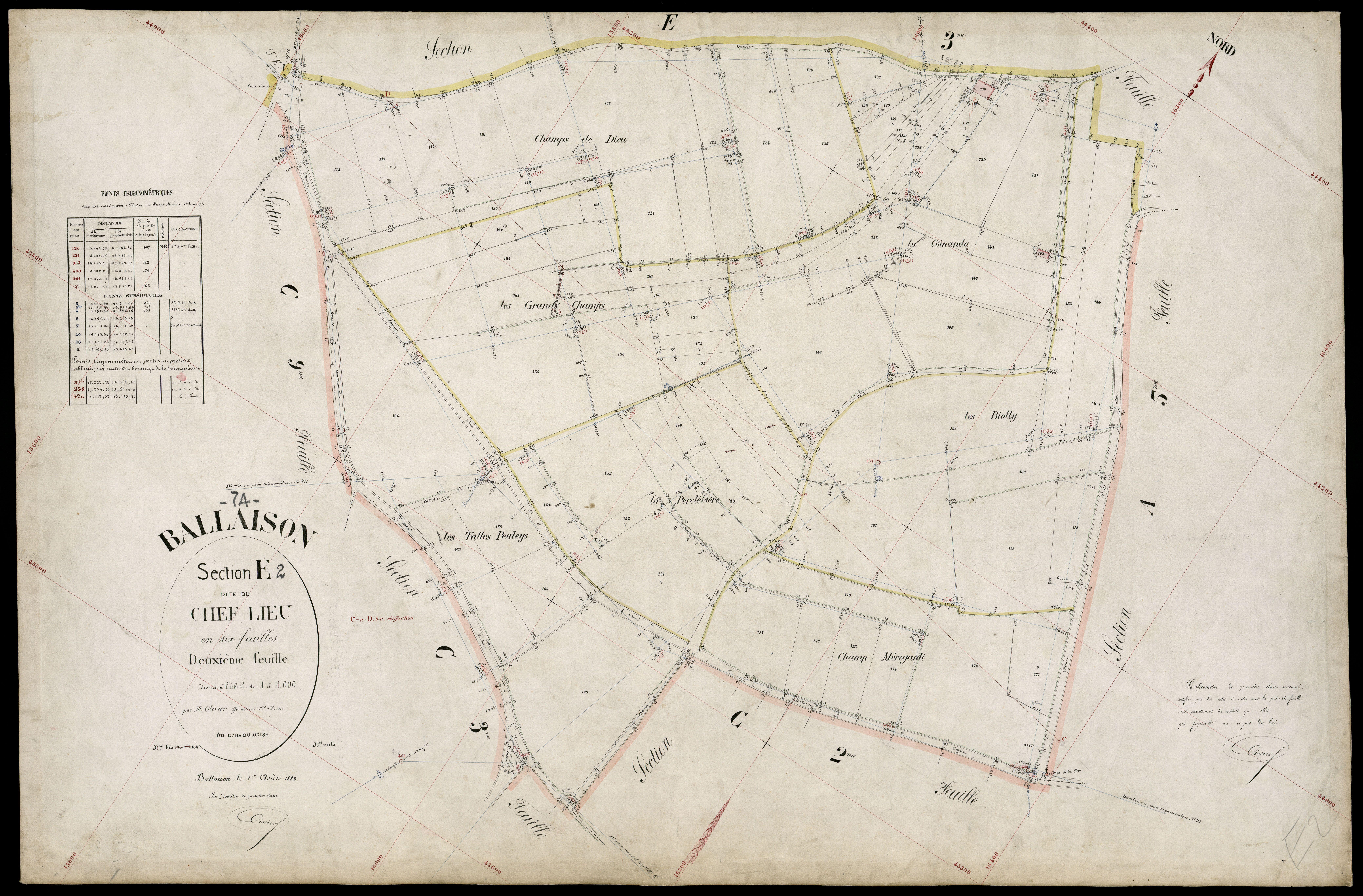 3 P 3 2602 - Feuille n° 3, parcelles n° 18 à 327 - 1er août 1883