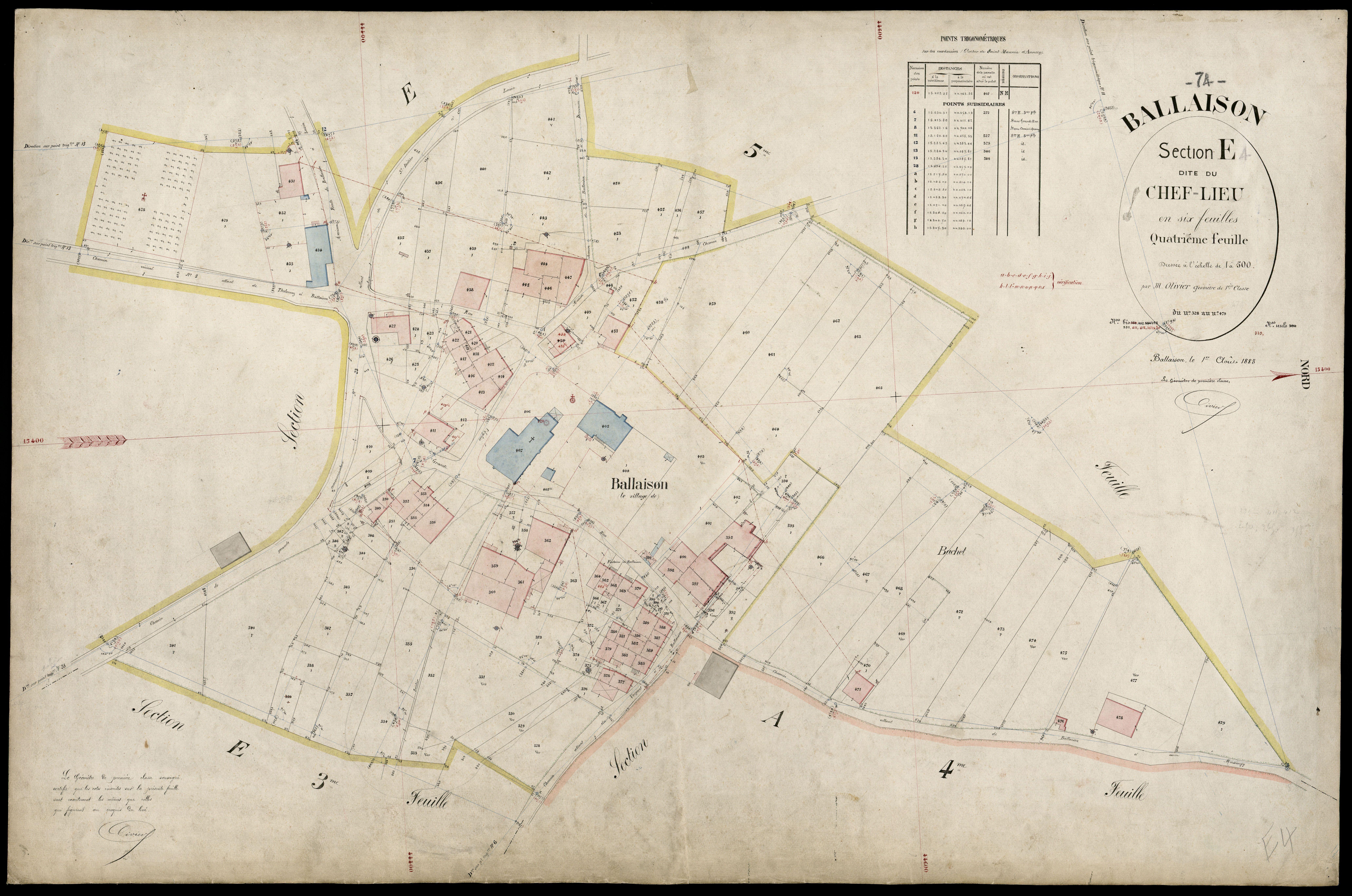 3 P 3 2604 - Feuille n° , parcelles n° 480 à 66 - 1er août 1883