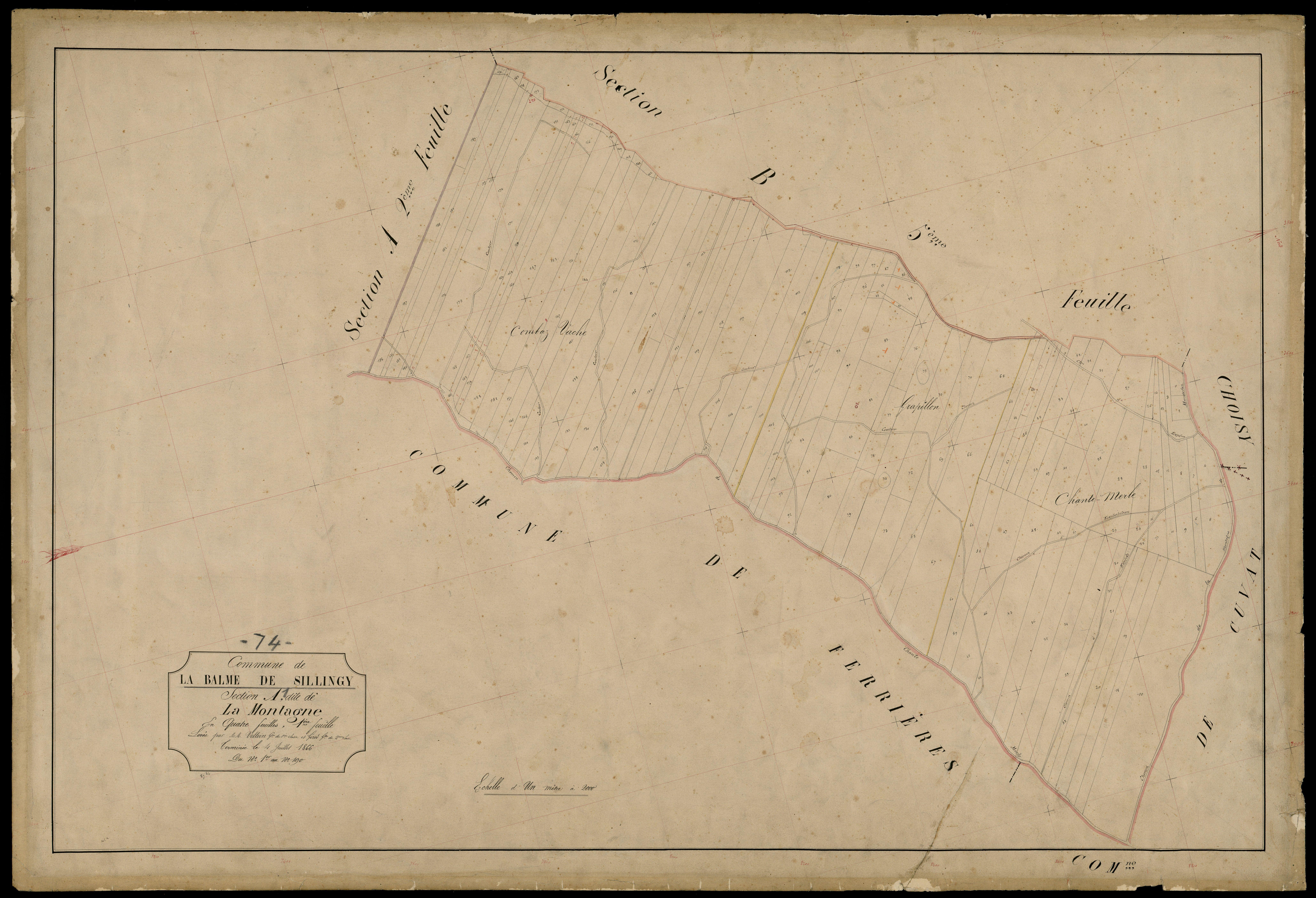 3 P 3 2608 - Feuille n° 2, parcelles n° 191 à 616 - 1er juillet 1866