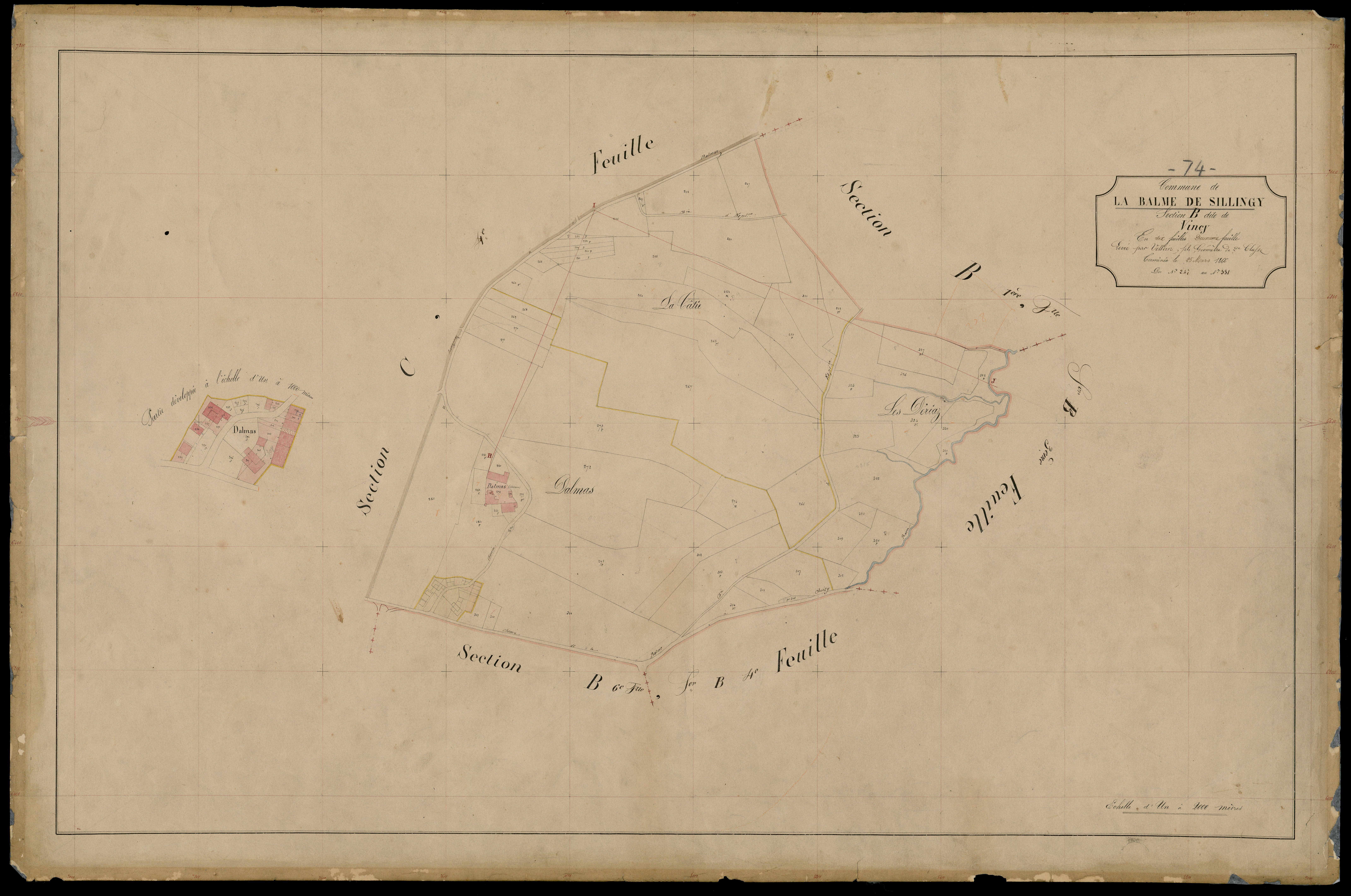 3 P 3 2613 - Feuille n° 3, parcelles n° 332 à 480 - 25 mars 1866
