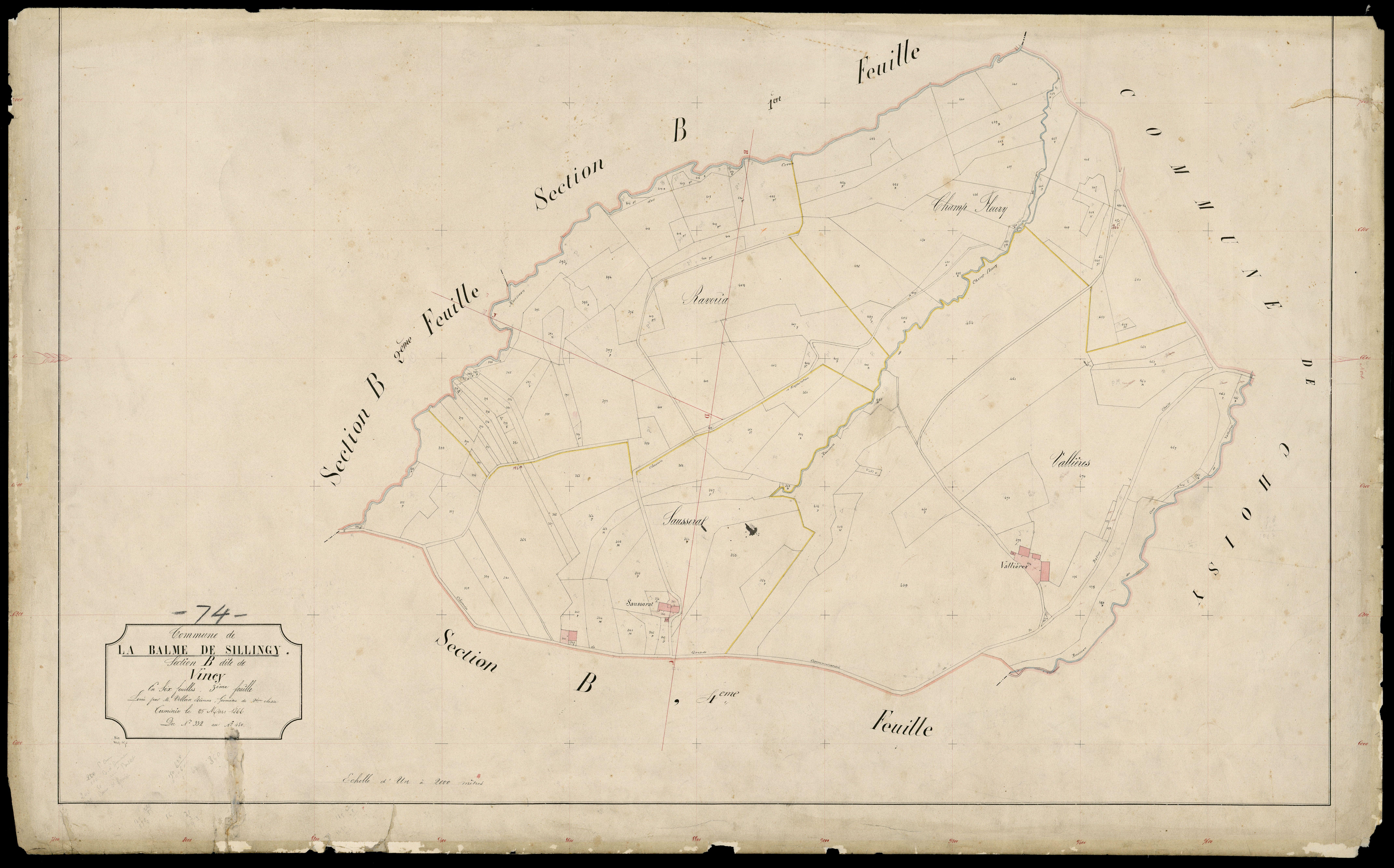 3 P 3 2614 - Feuille n° 4, parcelles n° 481 à 982 - 15 juin 1866
