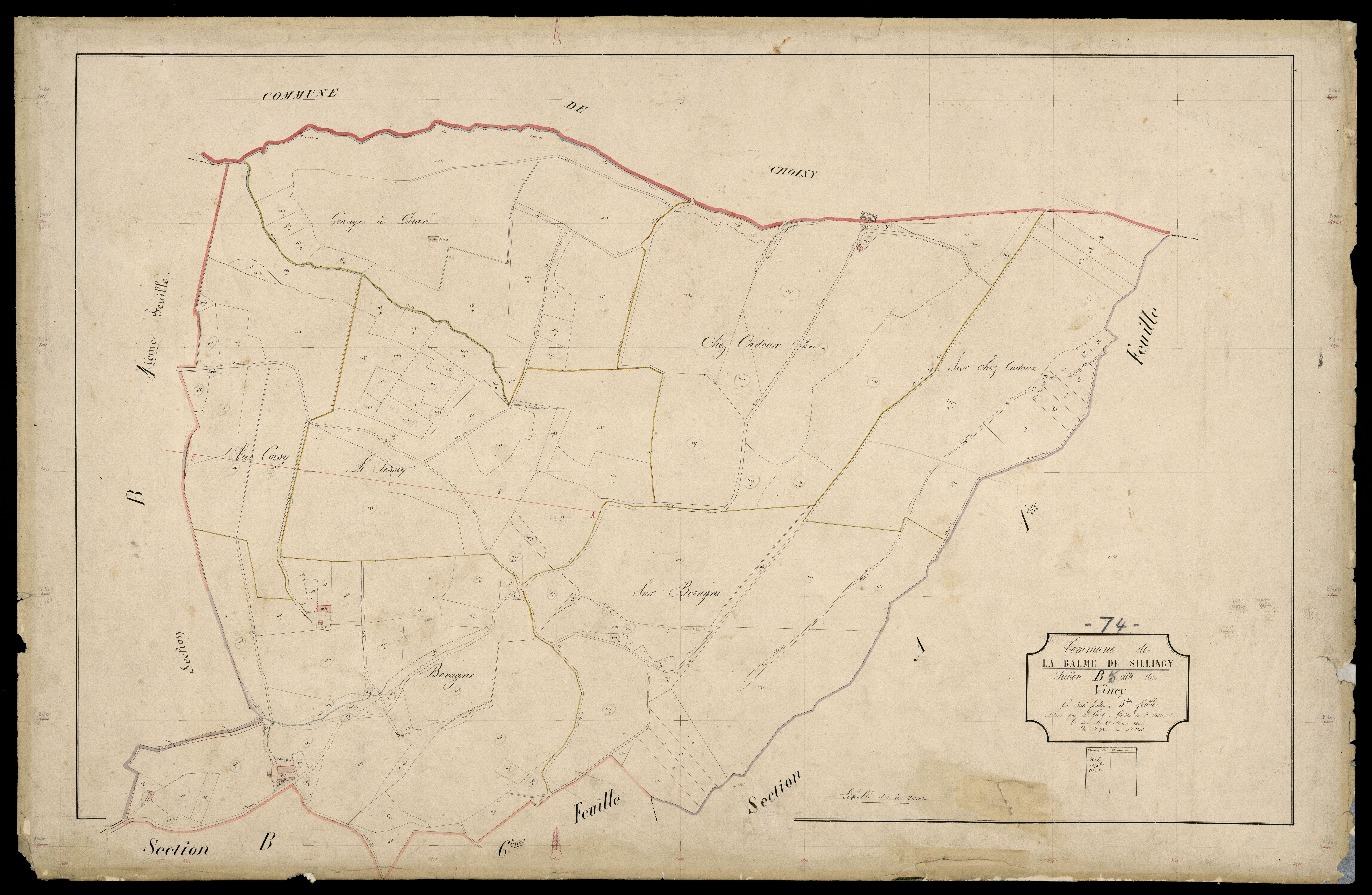 3 P 3 2616 - Feuille n° 6, parcelles n° 1141 à 1381 - 1er juillet 1866
