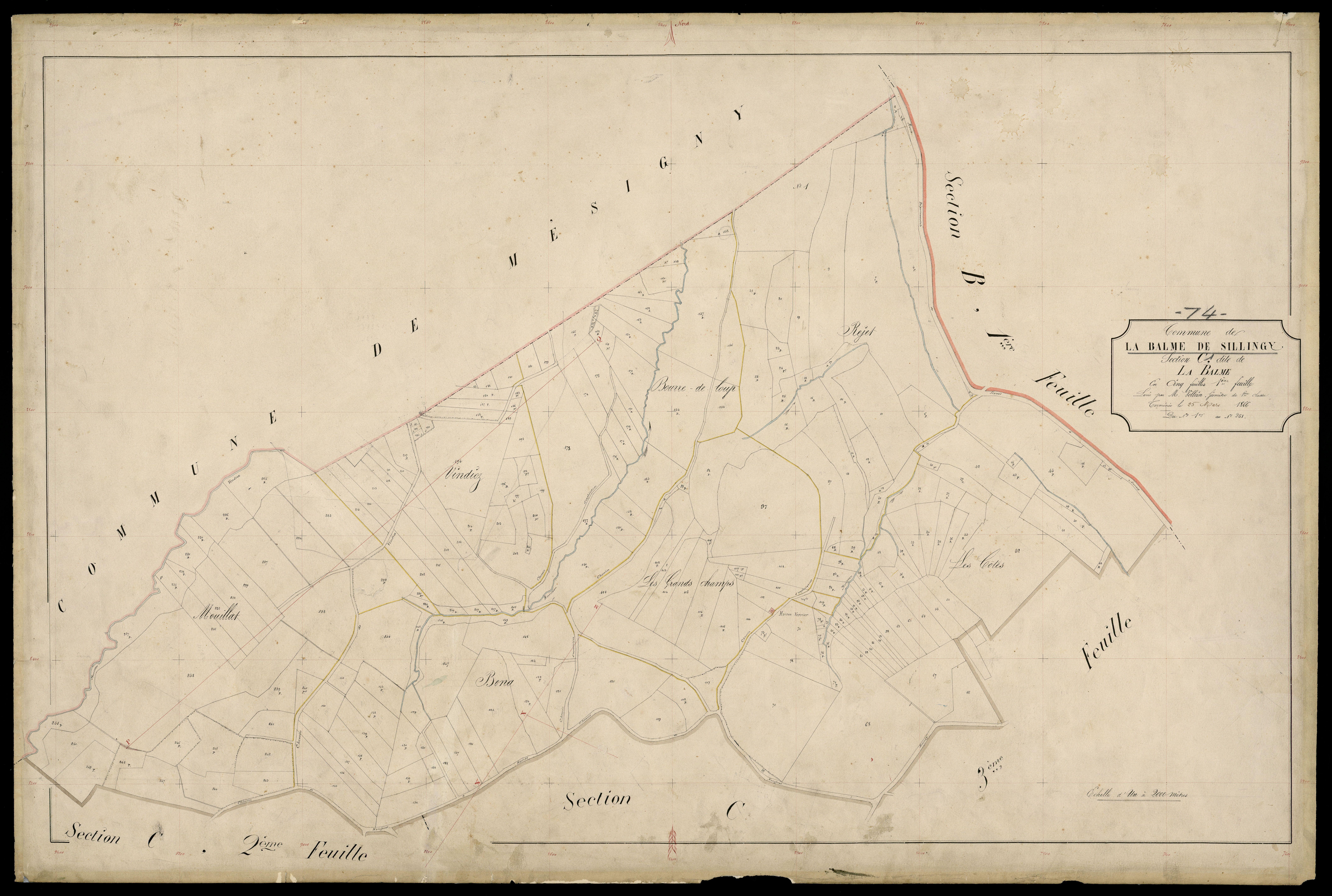 3 P 3 2618 - Feuille n° 2, parcelles n° 22 à 619 - 15 juin 1866