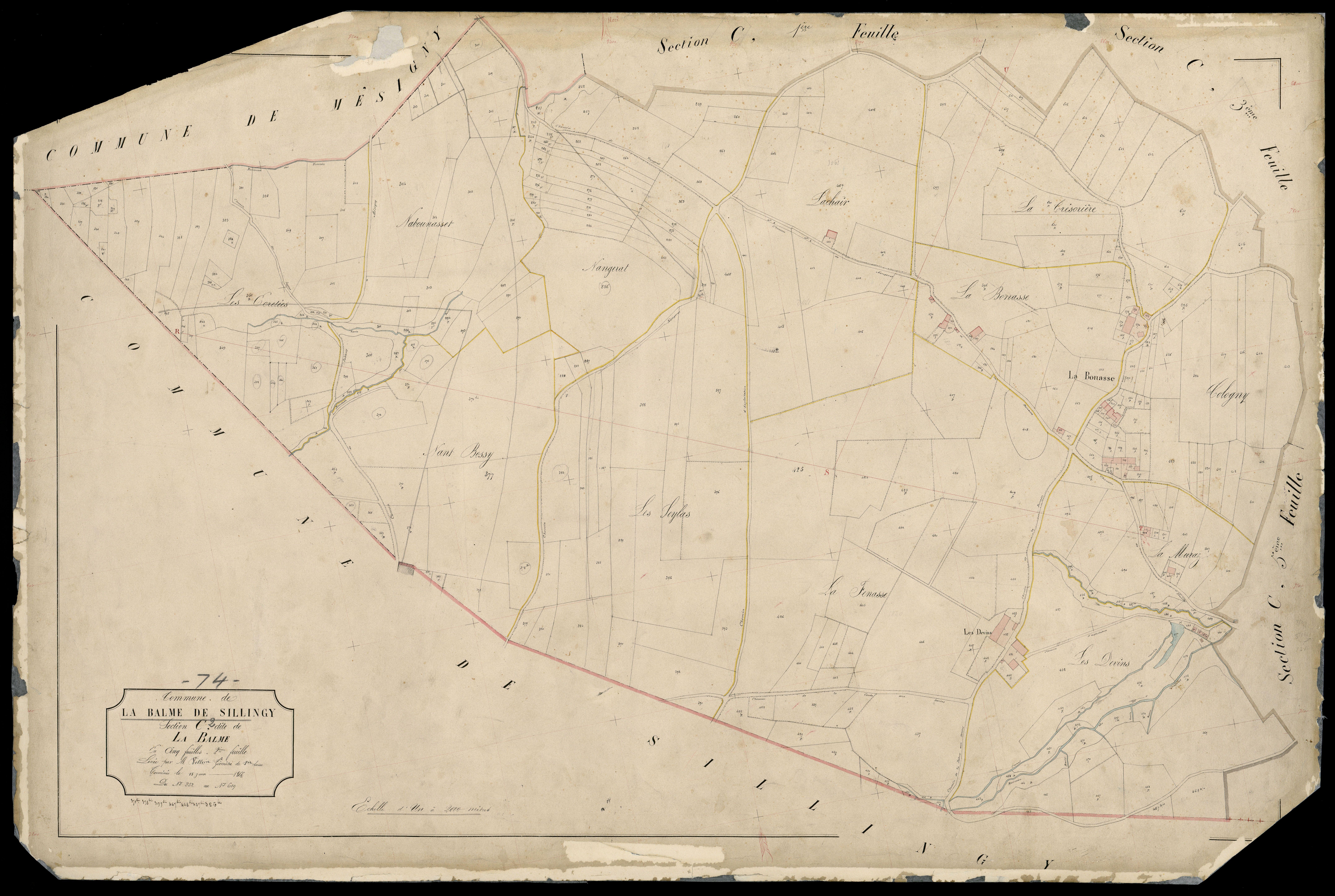3 P 3 2619 - Feuille n° 3, parcelles n° 620 à 1018 - 25 mars 1866