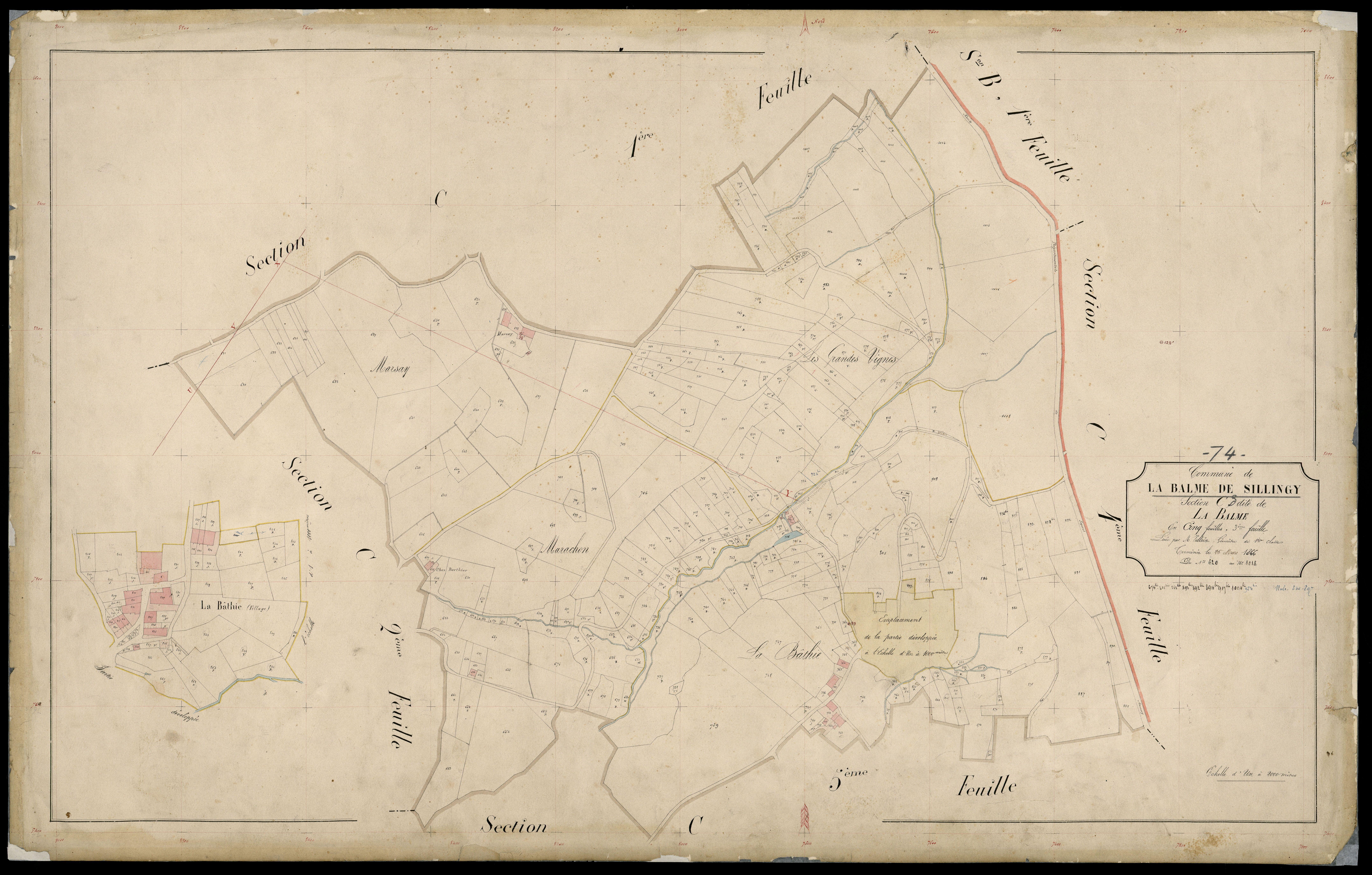 3 P 3 2620 - Feuille n° 4, parcelles n° 1019 à 1336 - 1866