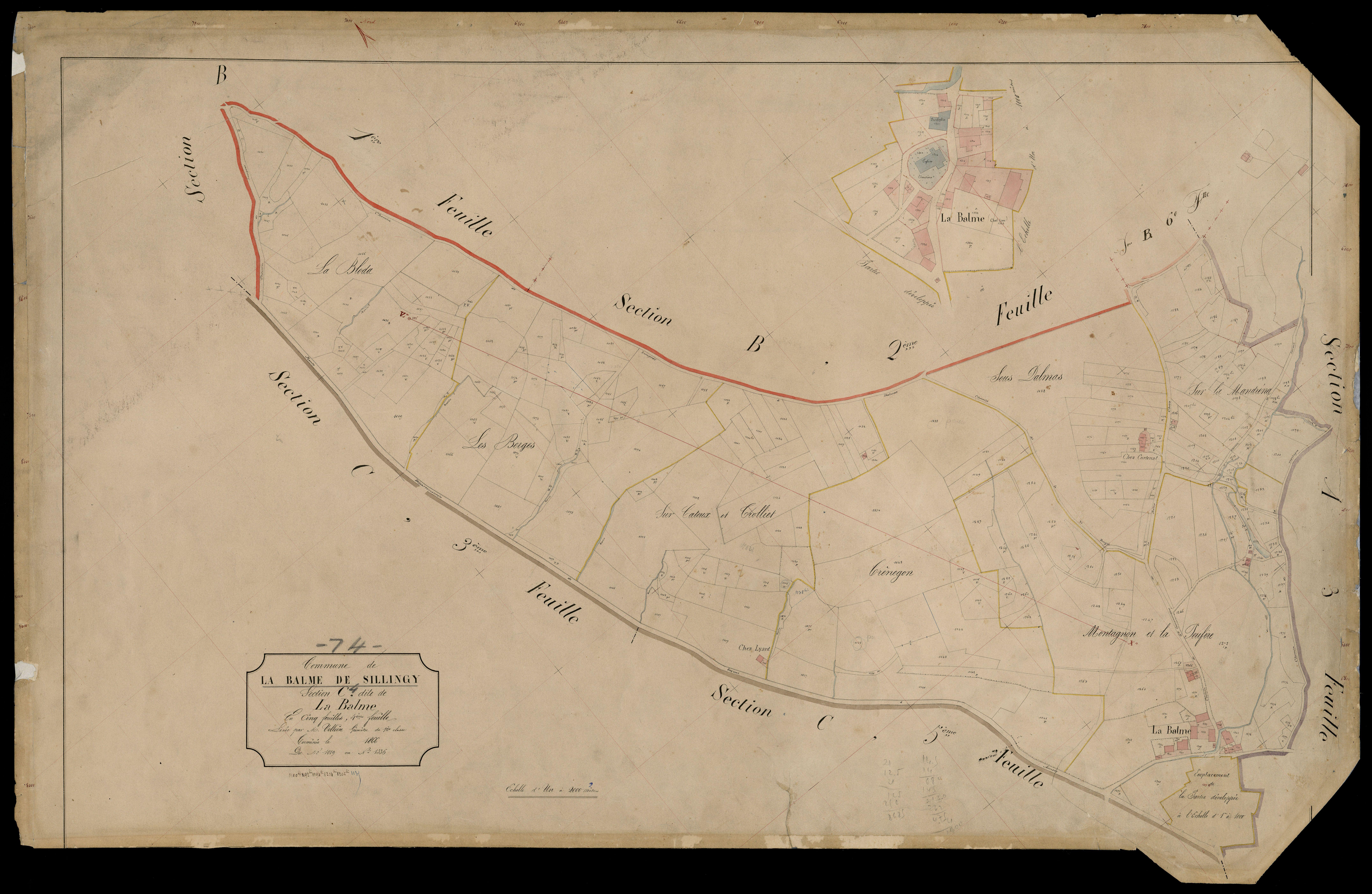 3 P 3 2621 - Feuille n° , parcelles n° 1337 à 1604 - 25 mars 1866