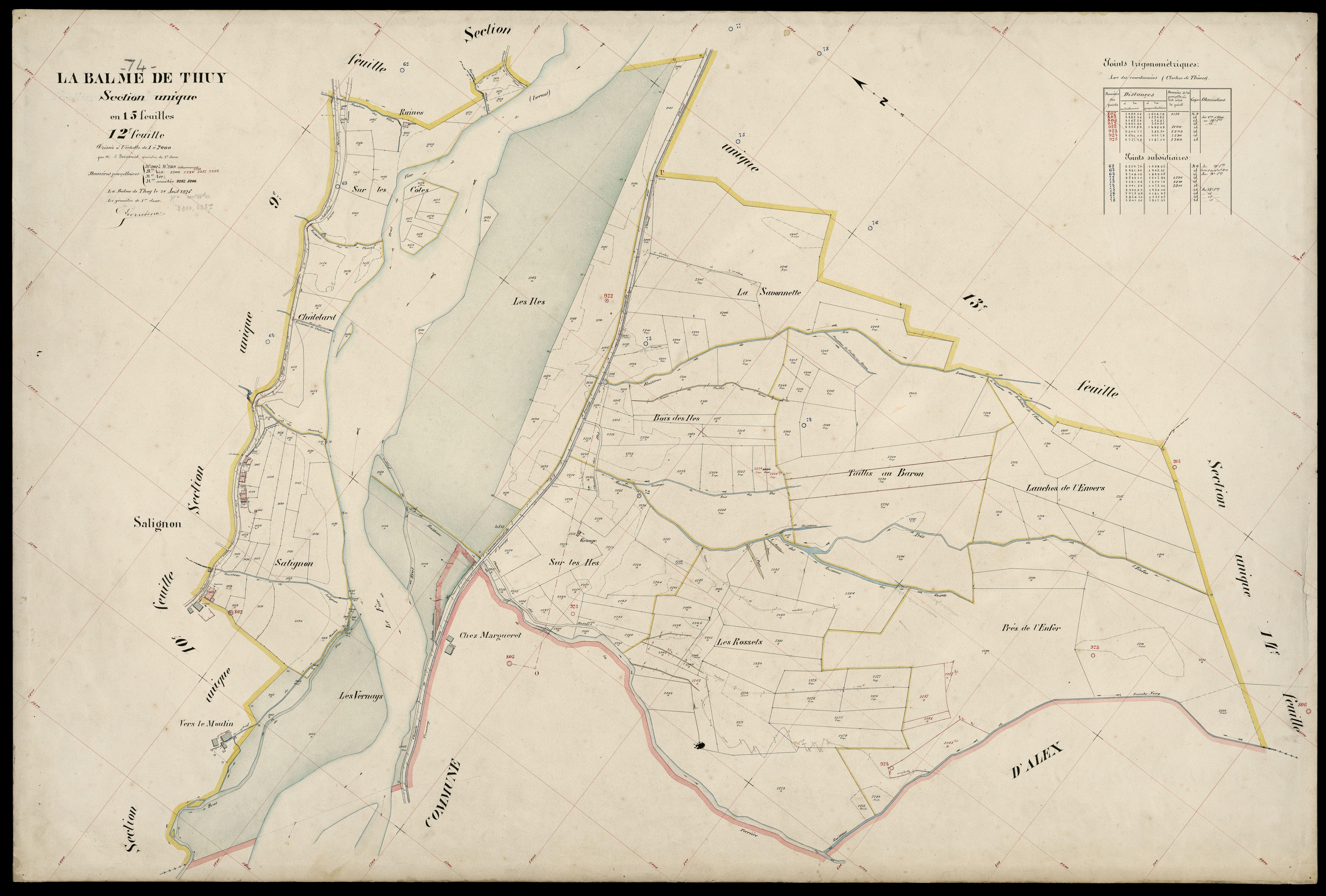 3 P 3 2635 - Feuille n° 13, parcelles n° 2320 à 204 - 30 avril 1925