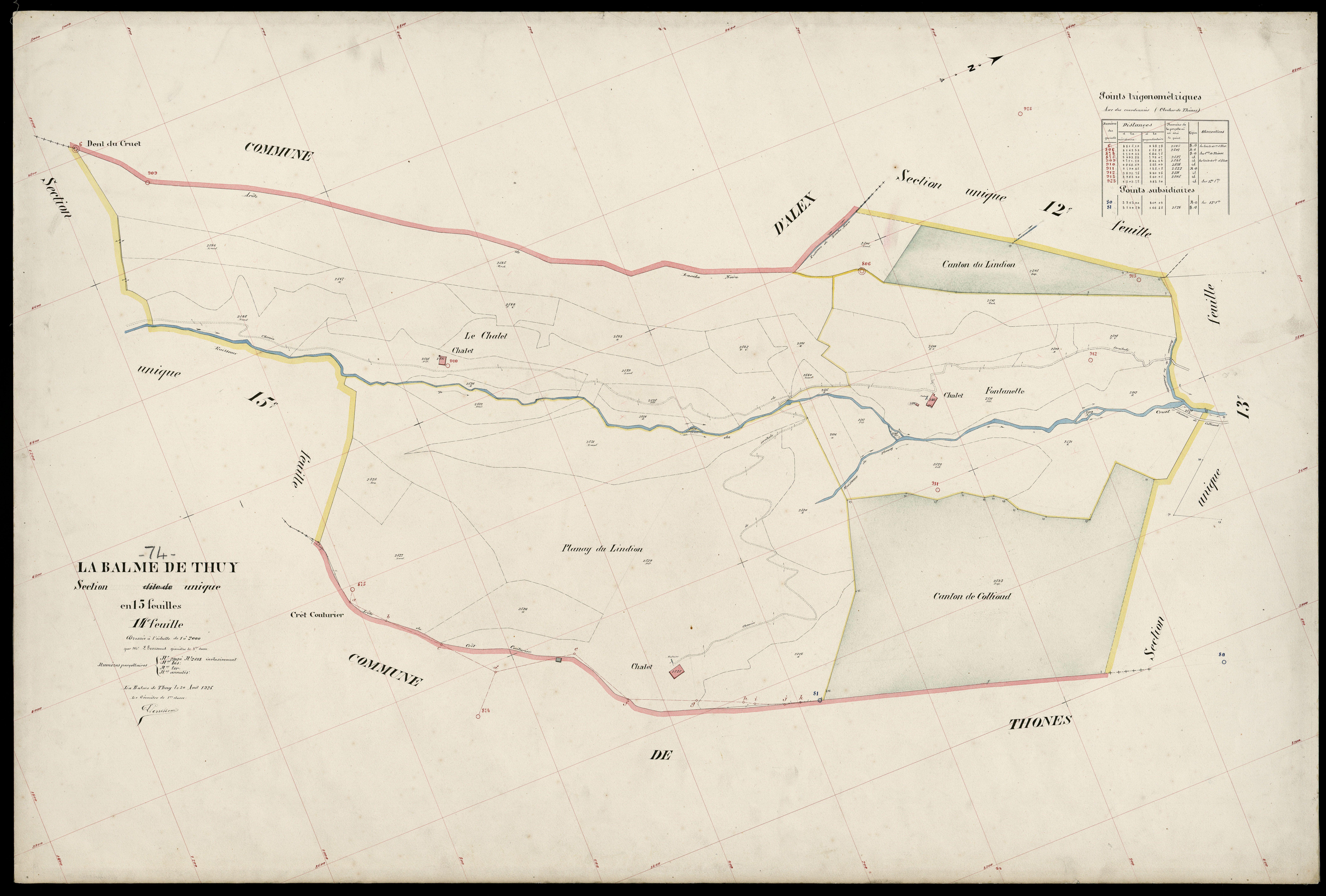 3 P 3 2637 - Feuille n° 1, parcelles n° 249 à 264 - 30 avril 1925