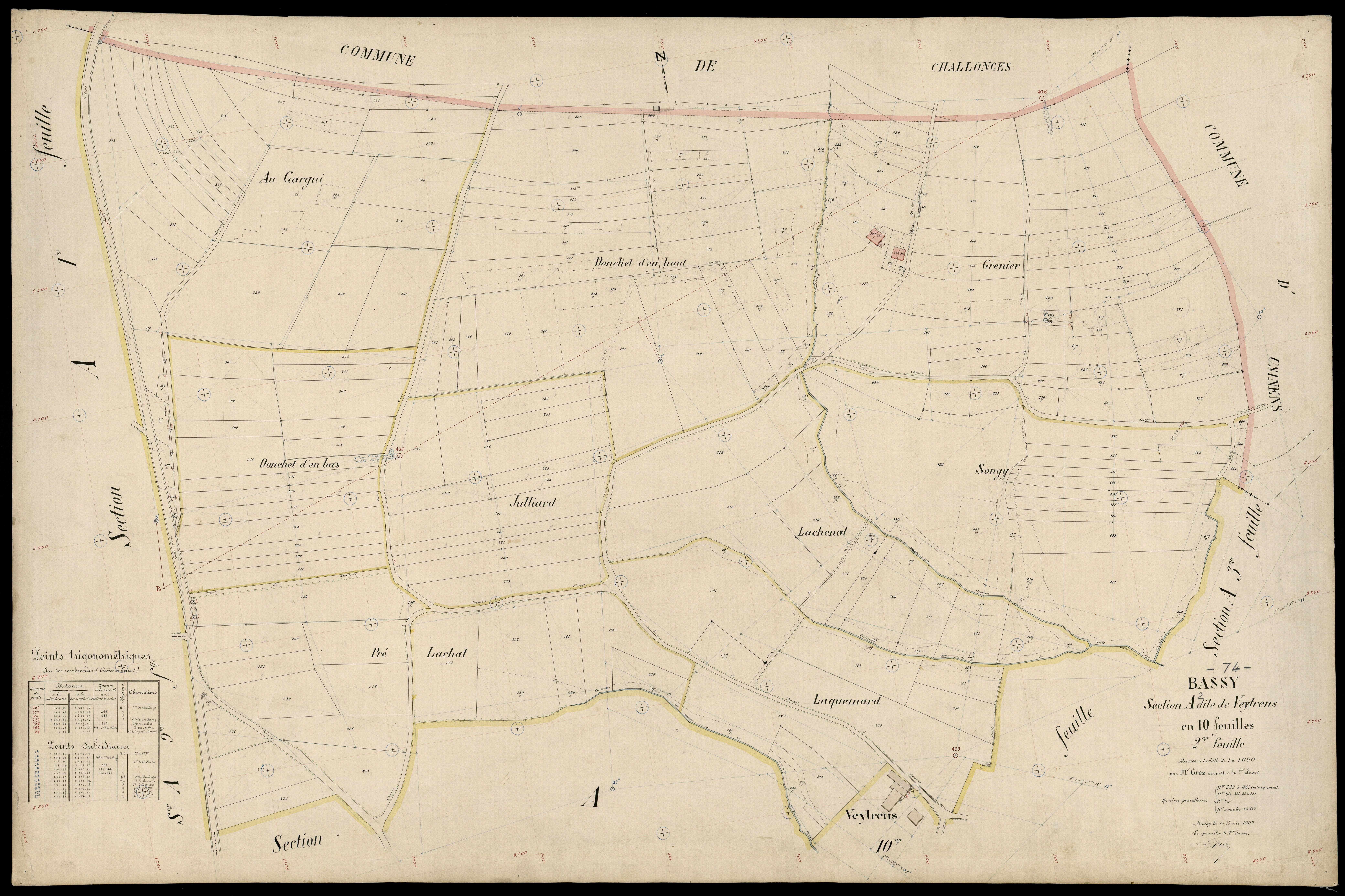 3 P 3 2652 - Feuille n° 3, parcelles n° 463 à 649 - 15 février 1909