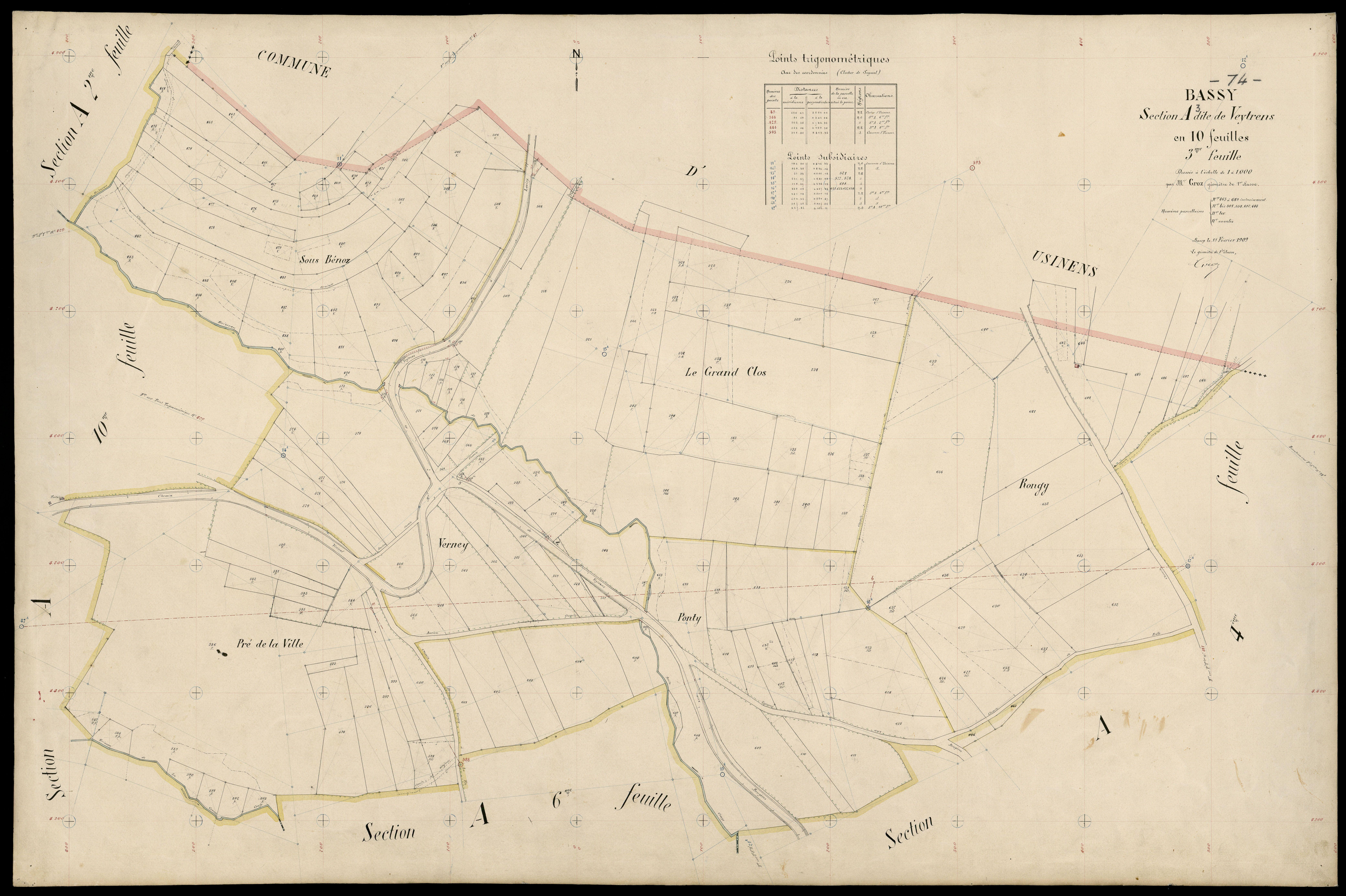 3 P 3 2653 - Feuille n° 4, parcelles n° 60 à 793 - 15 février 1909